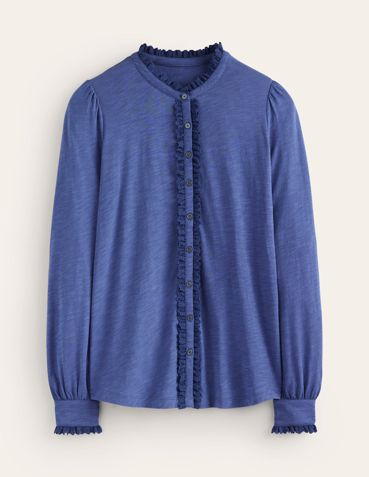 Caroline Broderie Jersey Shirt-True Navy-5