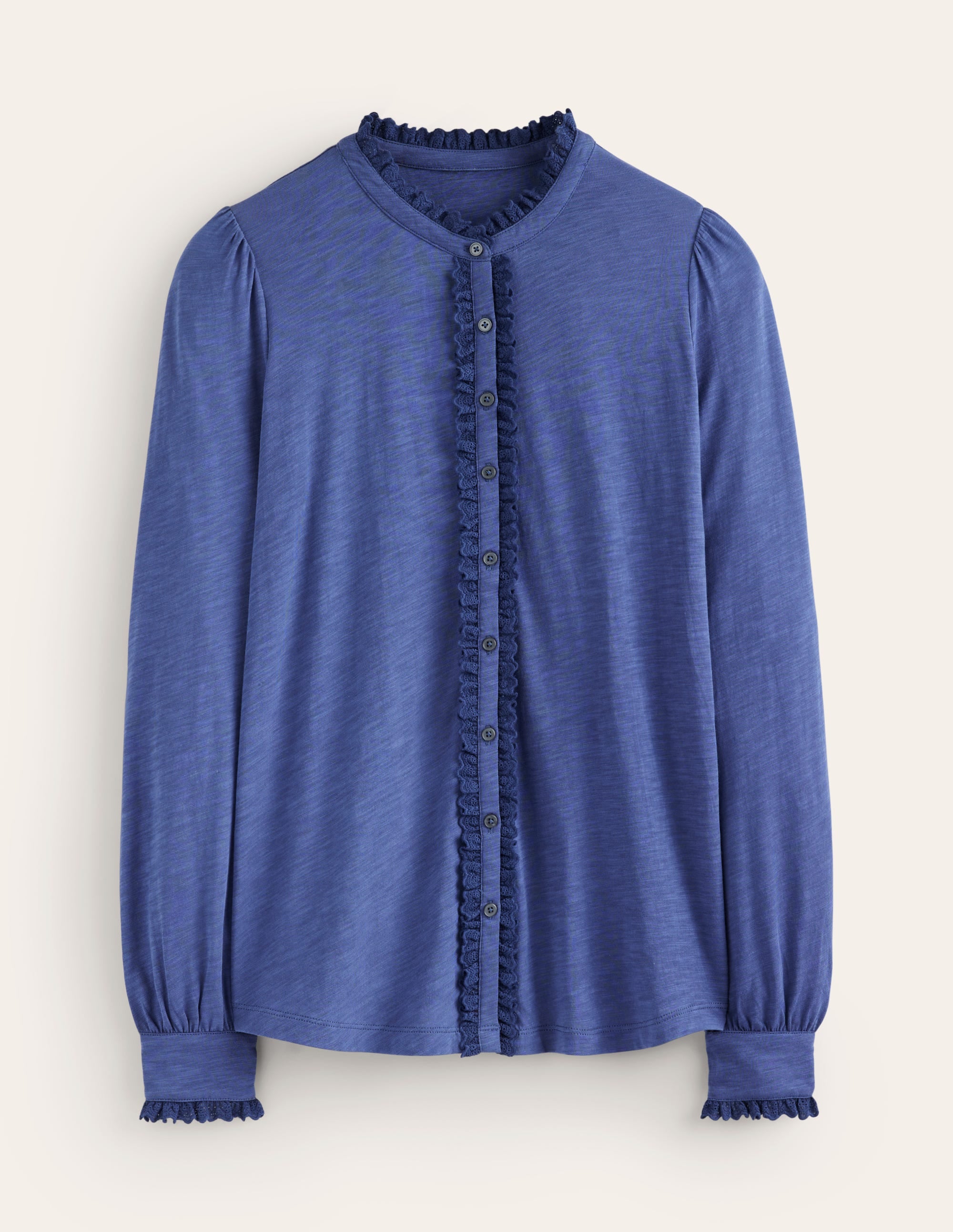 Caroline Broderie Jersey Shirt-True Navy - Image 5