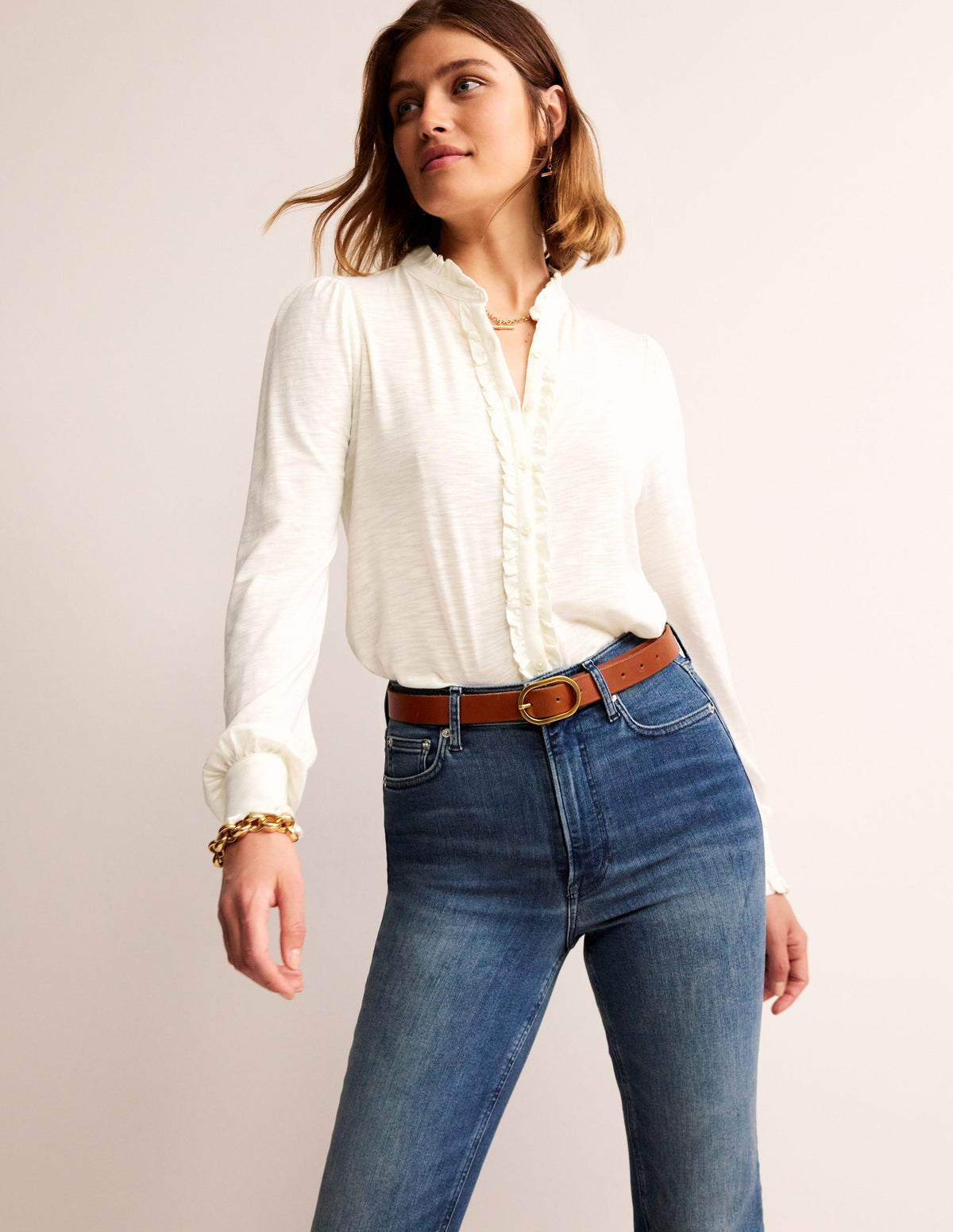 Caroline Jersey Shirt-Ivory - Image 1