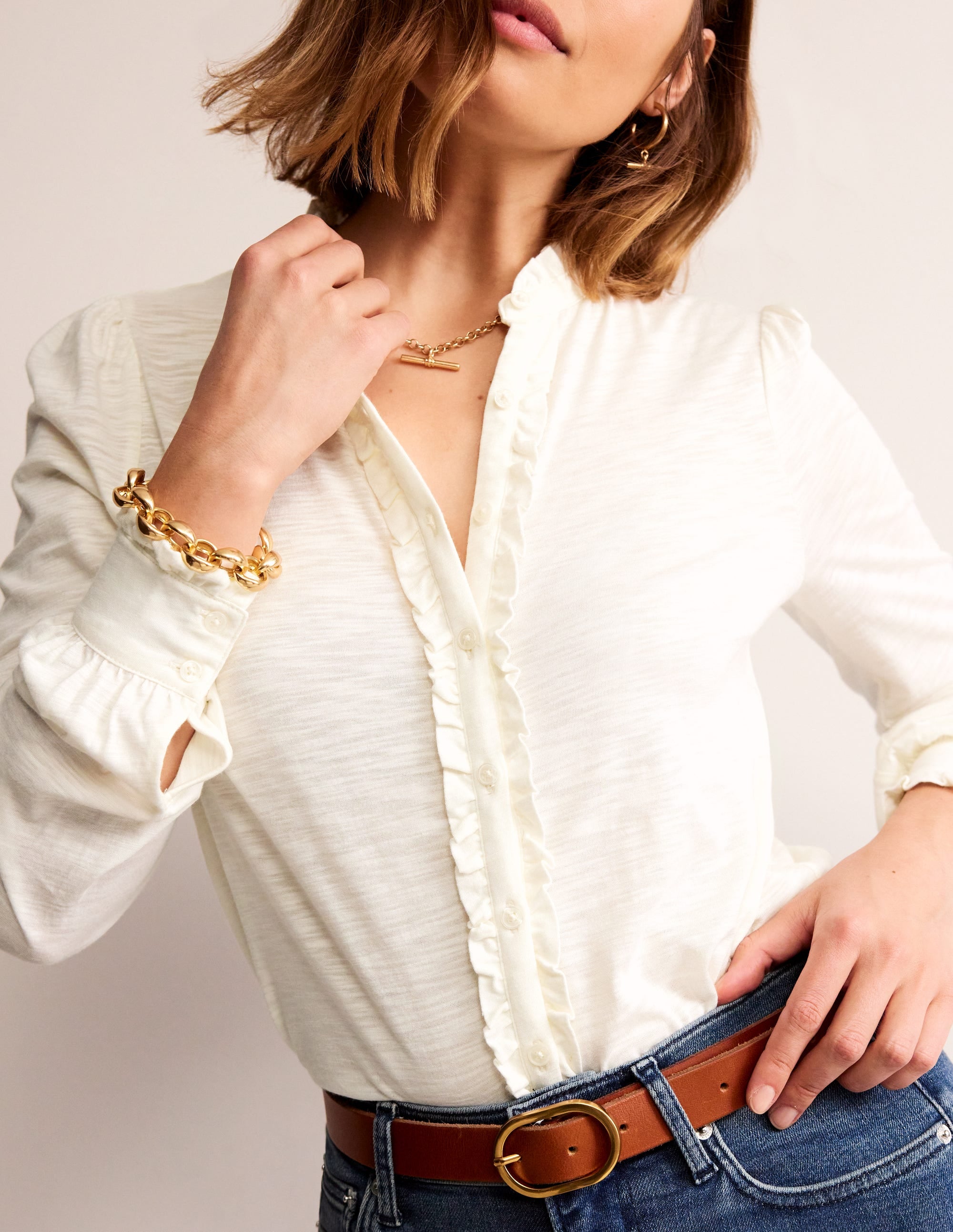 Caroline Jersey Shirt-Ivory - Image 2