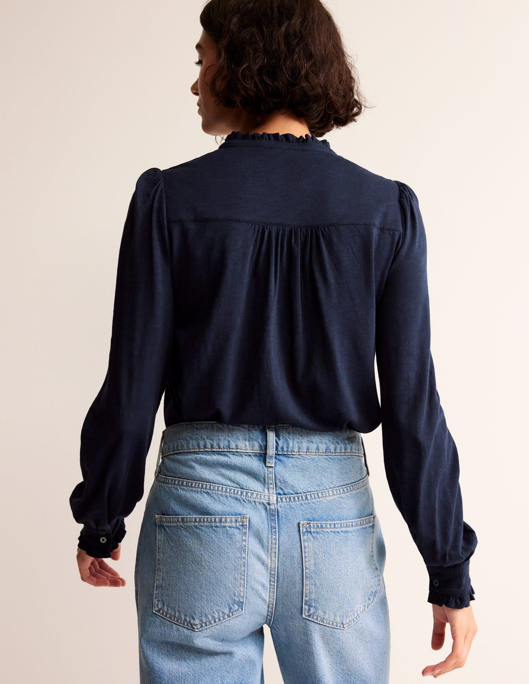Caroline Jersey Shirt-Navy - Image 3