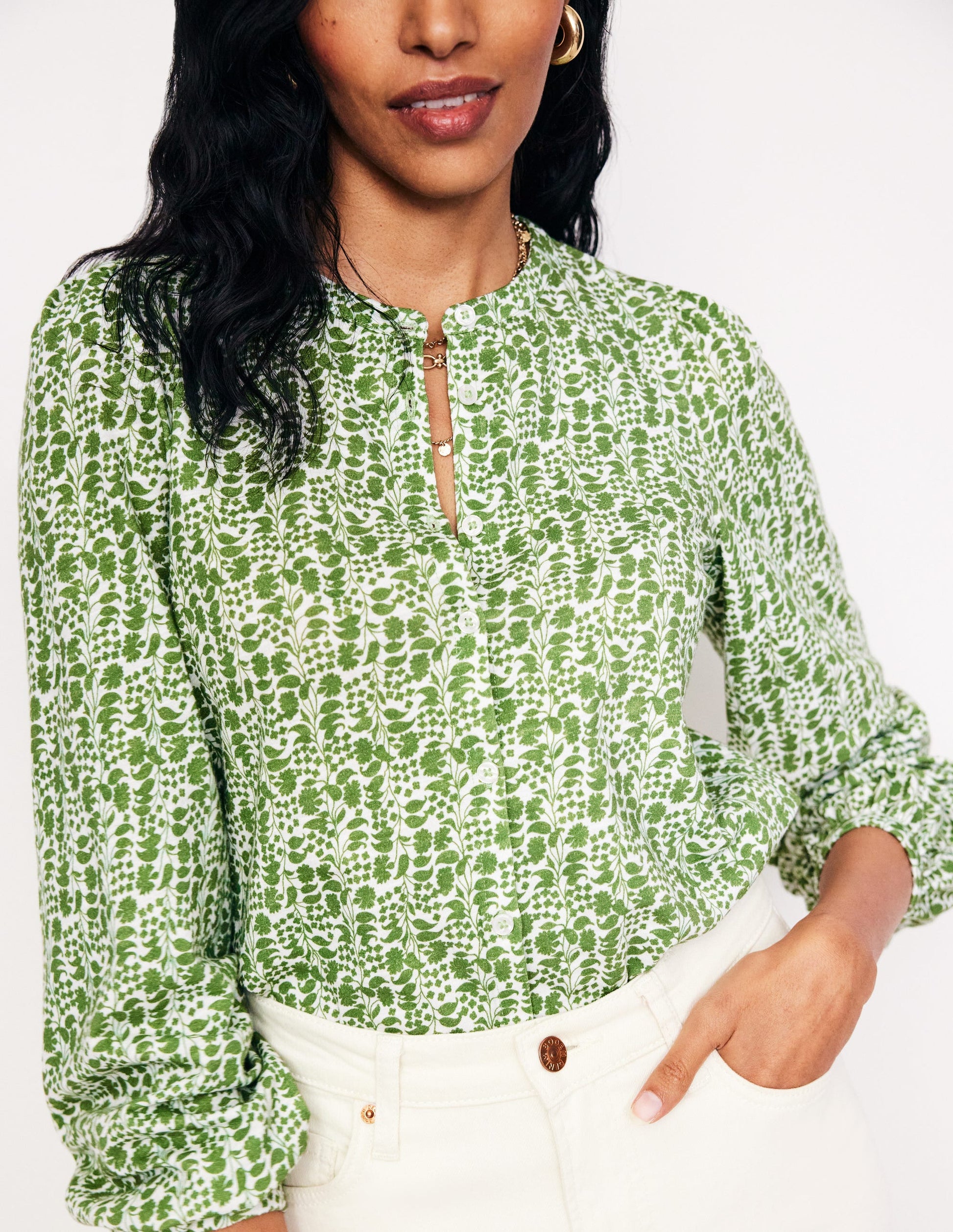Marina Jersey Shirt-Fir Tree, Prairie Vine-2