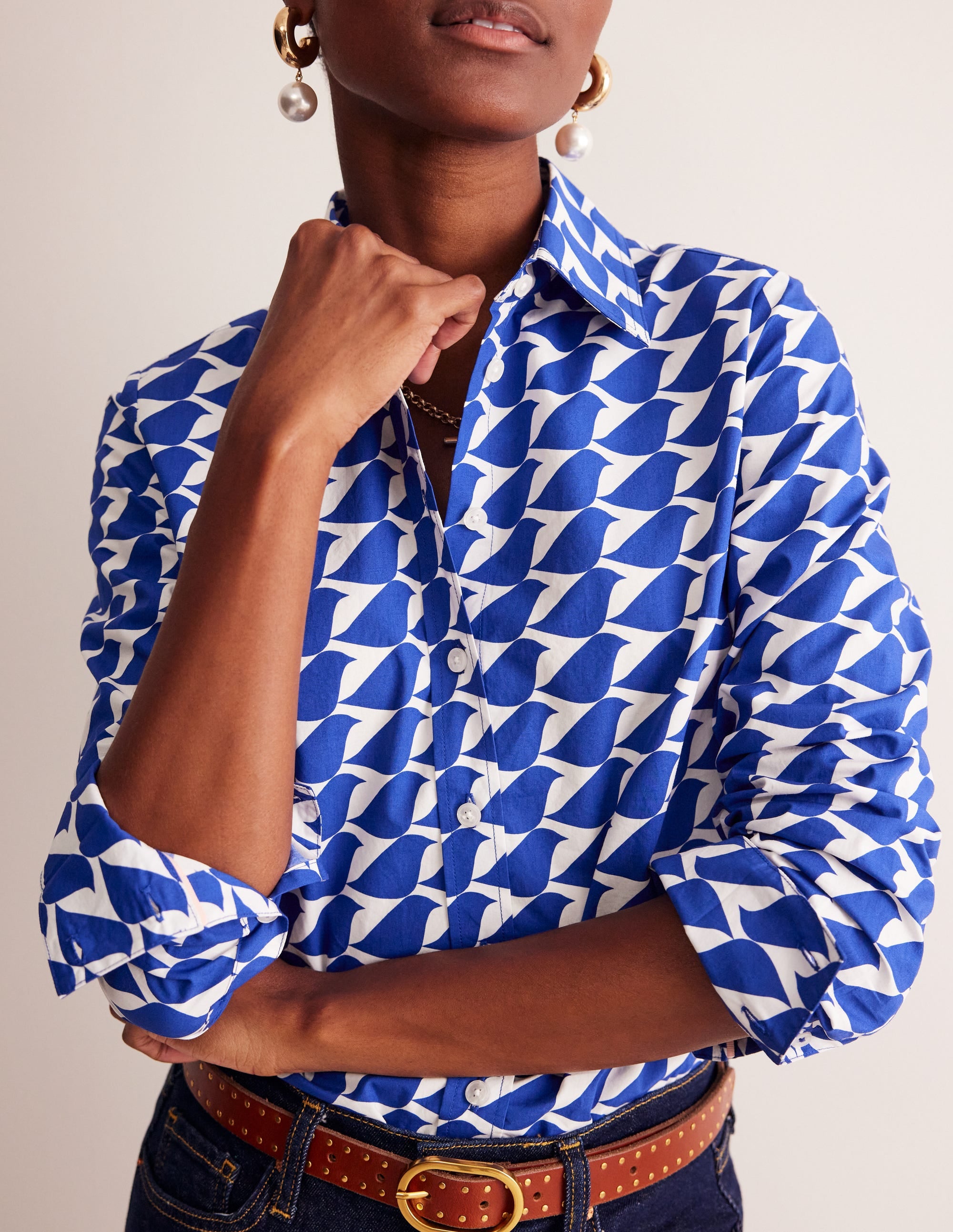 Sienna Cotton Shirt-Sapphire Blue, Birdie - Image 2