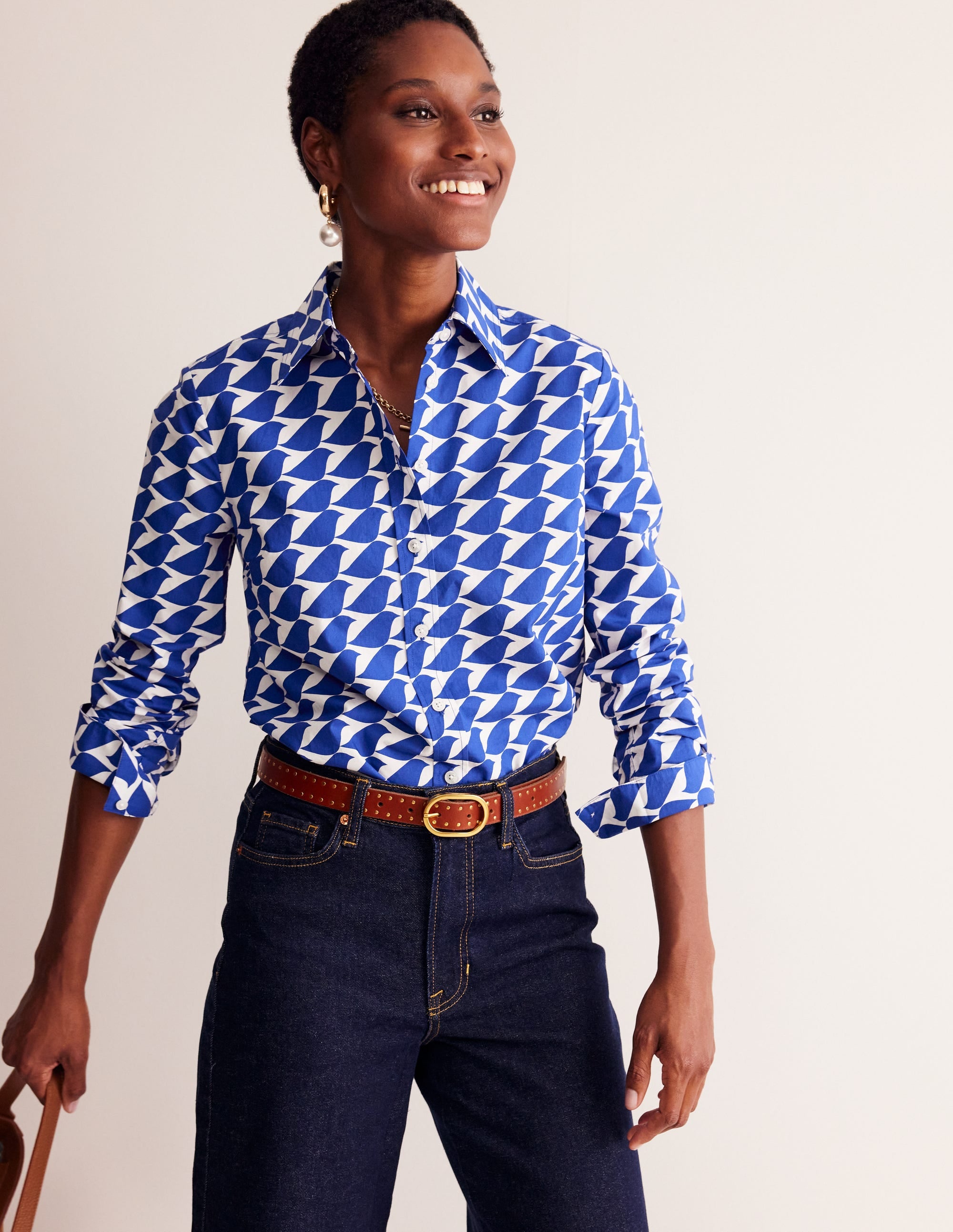 Sienna Cotton Shirt-Sapphire Blue, Birdie - Image 4