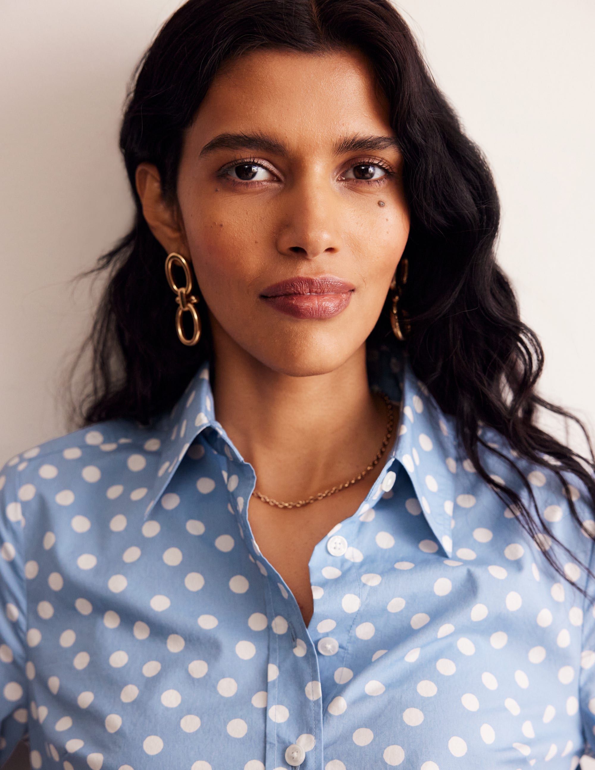 Sienna Cotton Shirt-French Blue, Abstract Dot - Image 2