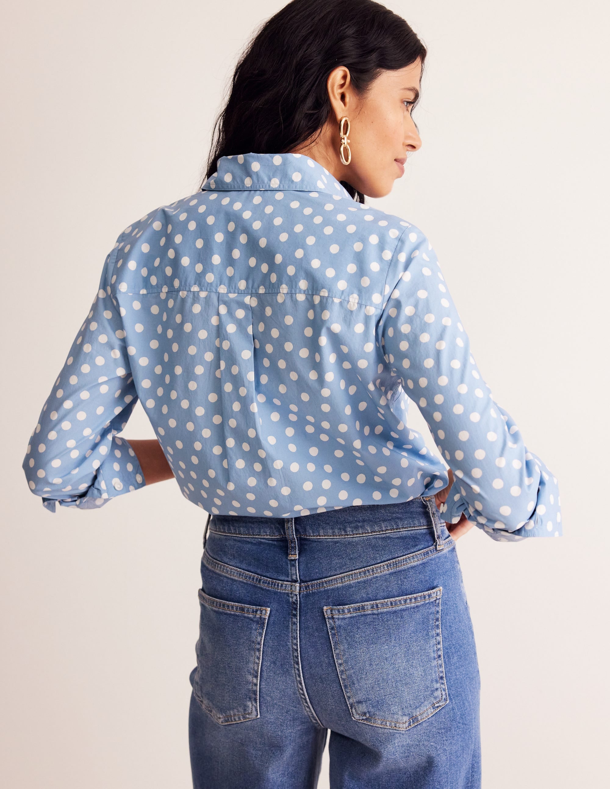Sienna Cotton Shirt-French Blue, Abstract Dot - Image 3