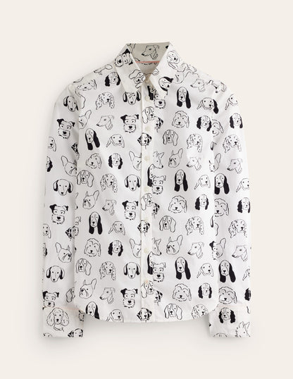 Sienna Cotton Shirt-Ivory, Dogs-5