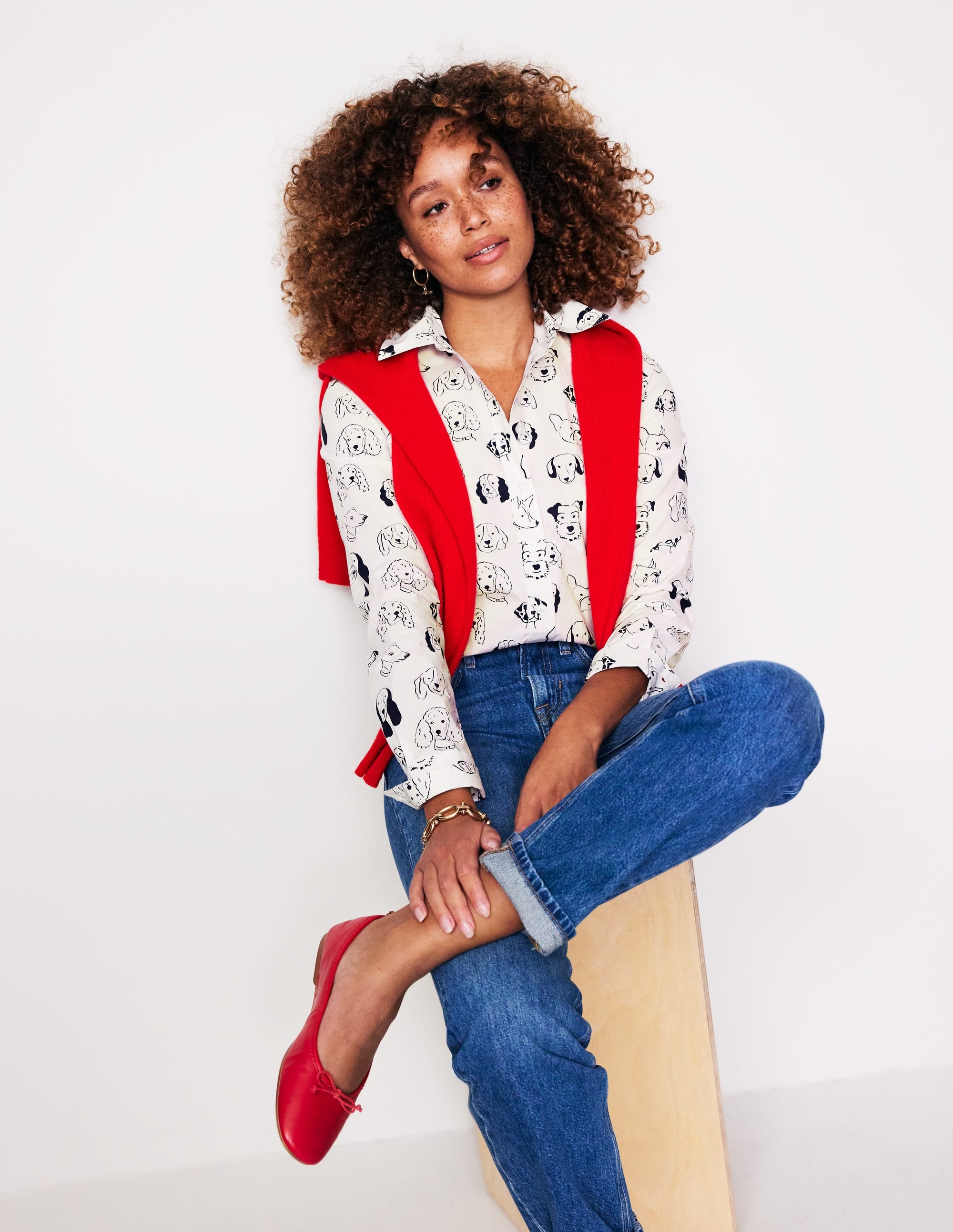 Sienna Cotton Shirt-Ivory, Dogs - Image 1