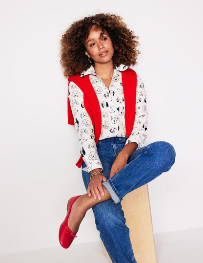 Sienna Cotton Shirt-Ivory, Dogs-1