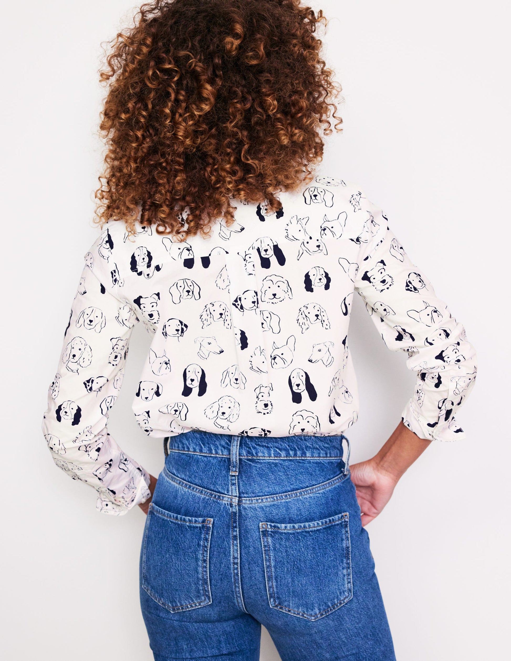 Sienna Cotton Shirt-Ivory, Dogs-3