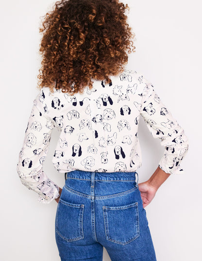 Sienna Cotton Shirt-Ivory, Dogs-3