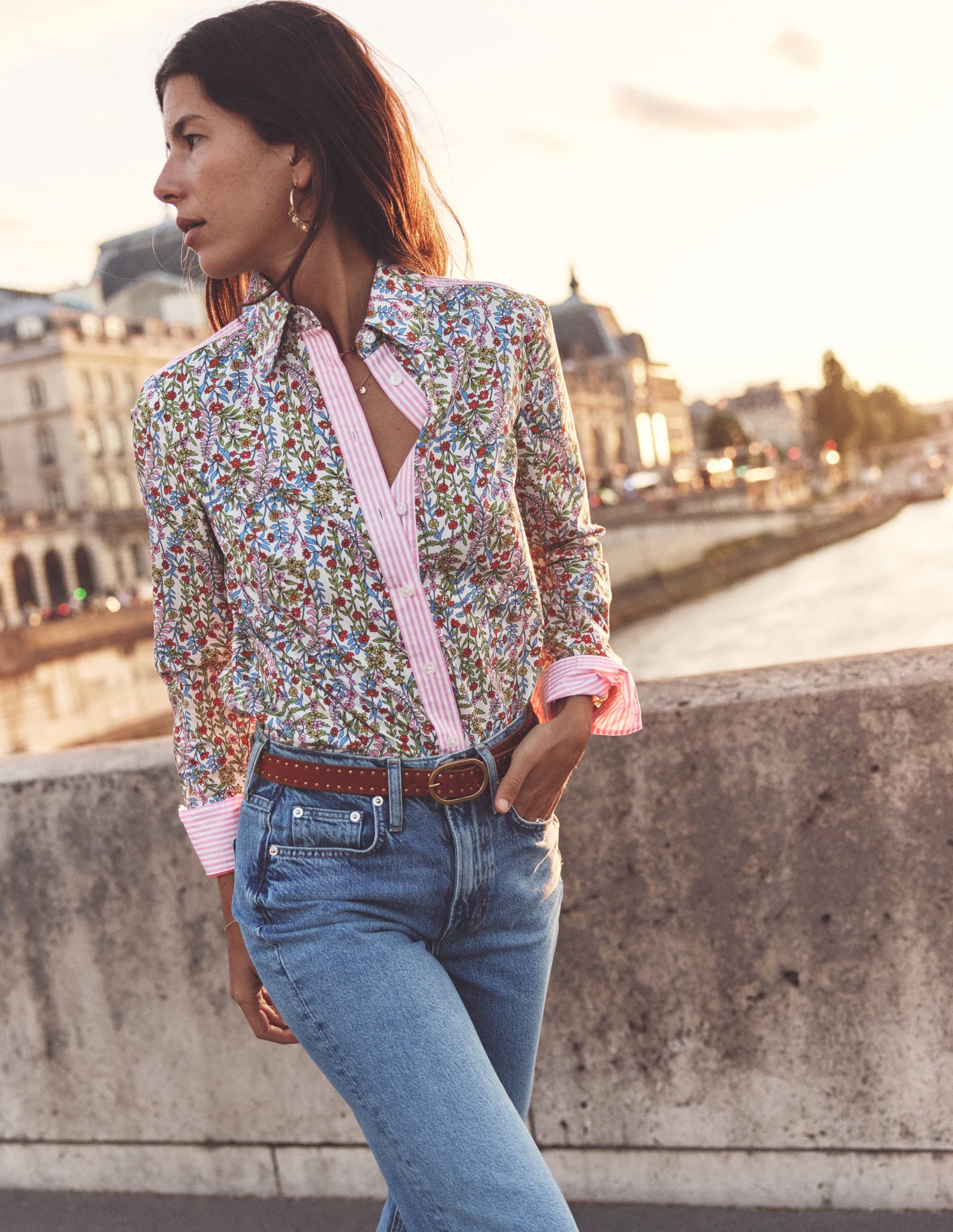Sienna Cotton Shirt-Ivory, Foliage Buds - Image 5