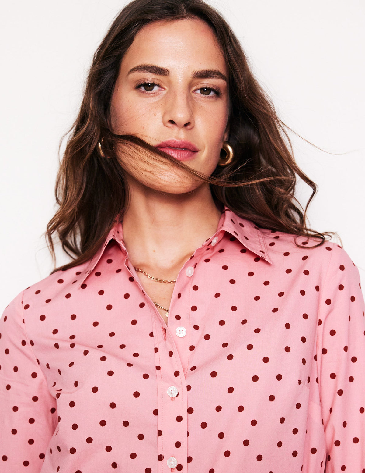 Sienna Cotton Shirt-Almond Pink, Sparse Spot - Image 2