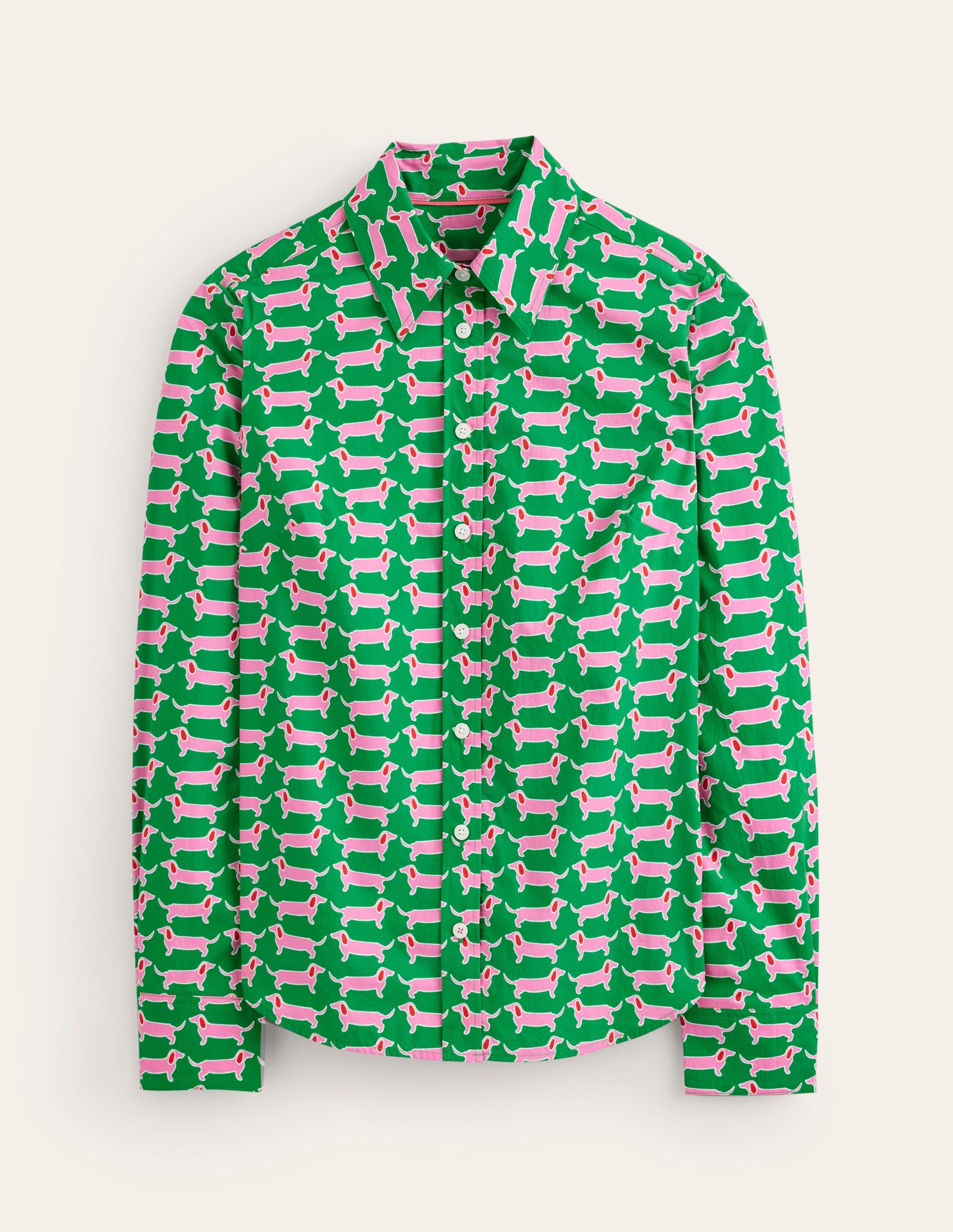 Sienna Cotton Shirt-Rich Emerald, Dachshund-5
