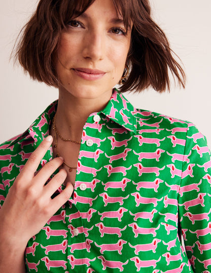 Sienna Cotton Shirt-Rich Emerald, Dachshund-2