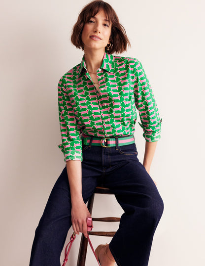 Sienna Cotton Shirt-Rich Emerald, Dachshund-4