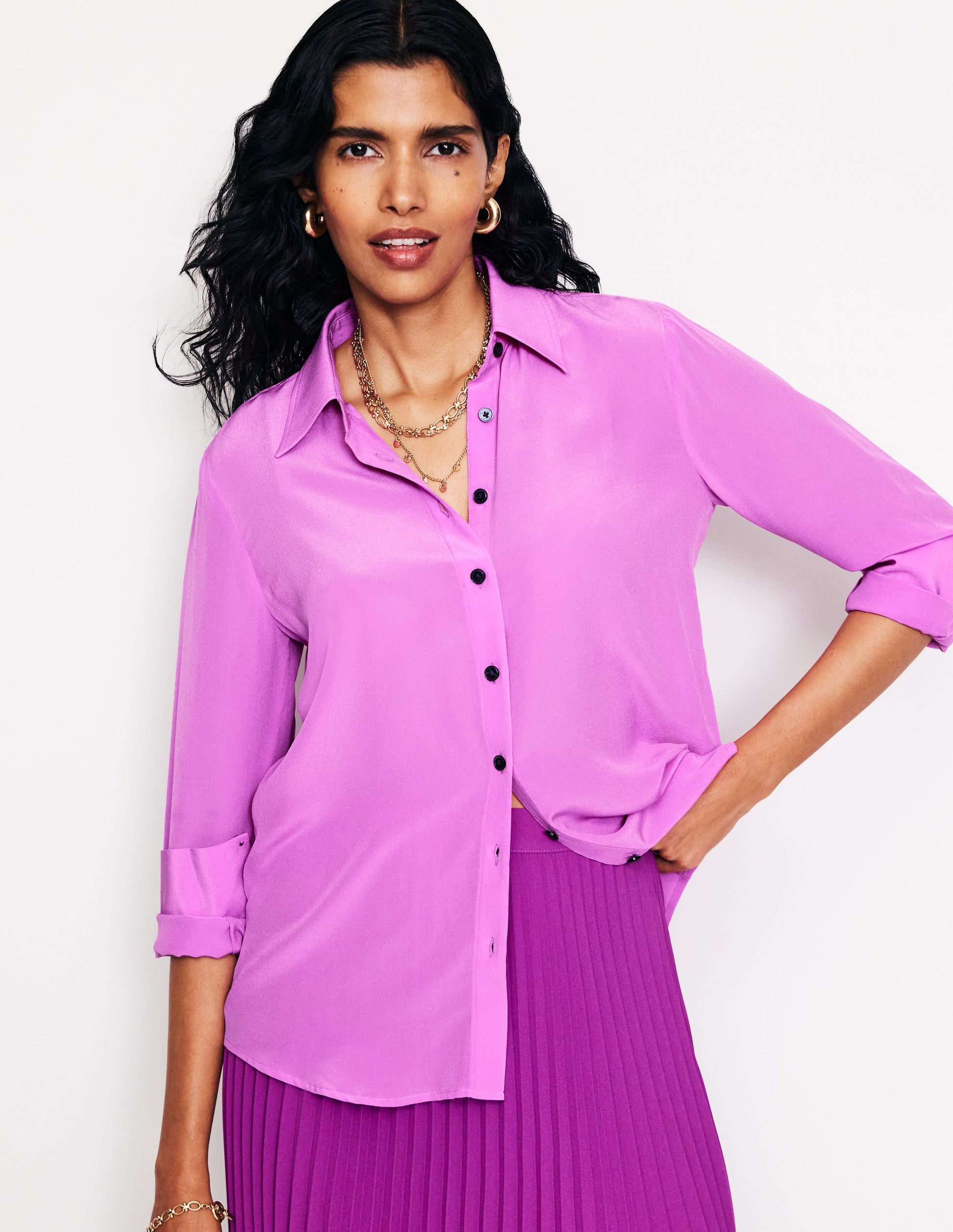 Sienna Silk Shirt-Foxglove Purple-4