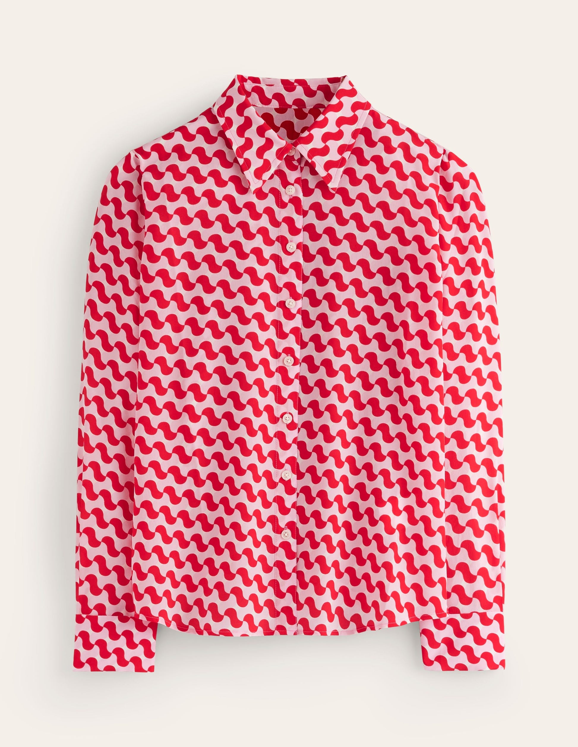 Sienna Silk Shirt-Poppy Red, Terrace Swirl-5