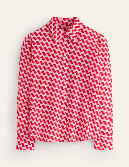 Sienna Silk Shirt-Poppy Red, Terrace Swirl-5