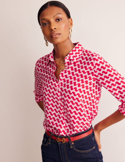 Sienna Silk Shirt-Poppy Red, Terrace Swirl-1