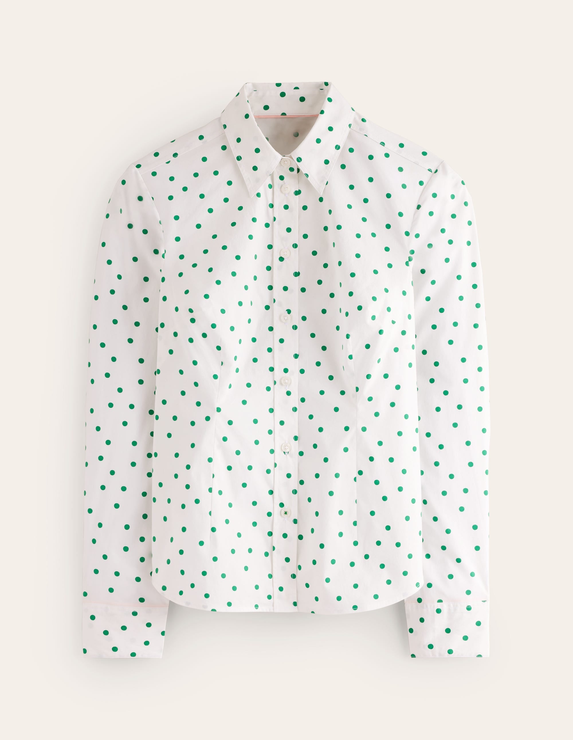 Saskia Stretch Cotton Shirt-Green Tambourine, Sparse Spot - Image 5