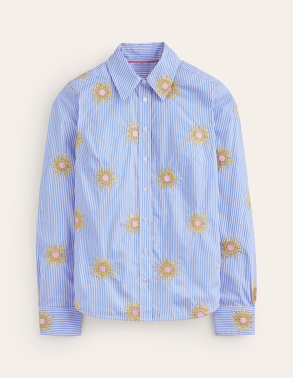 Sienna Interest Cotton Shirt-Sun, Blue Stripe - Image 6