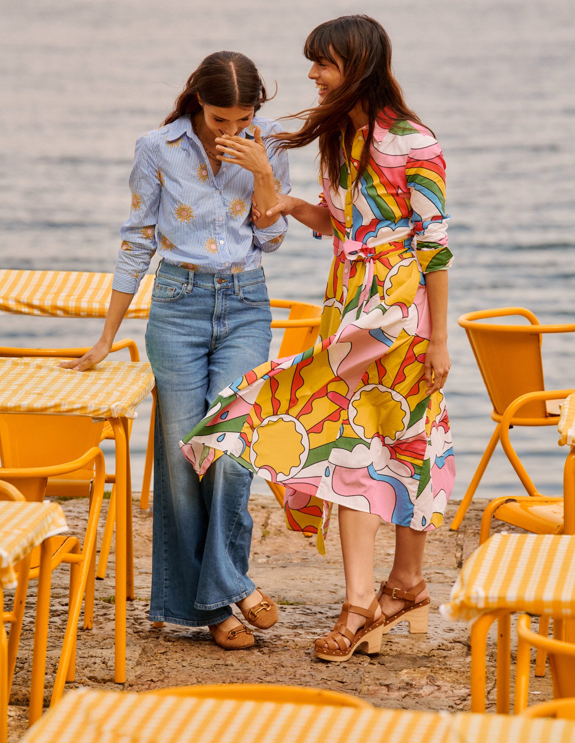 Sienna Interest Cotton Shirt-Sun, Blue Stripe - Image 5