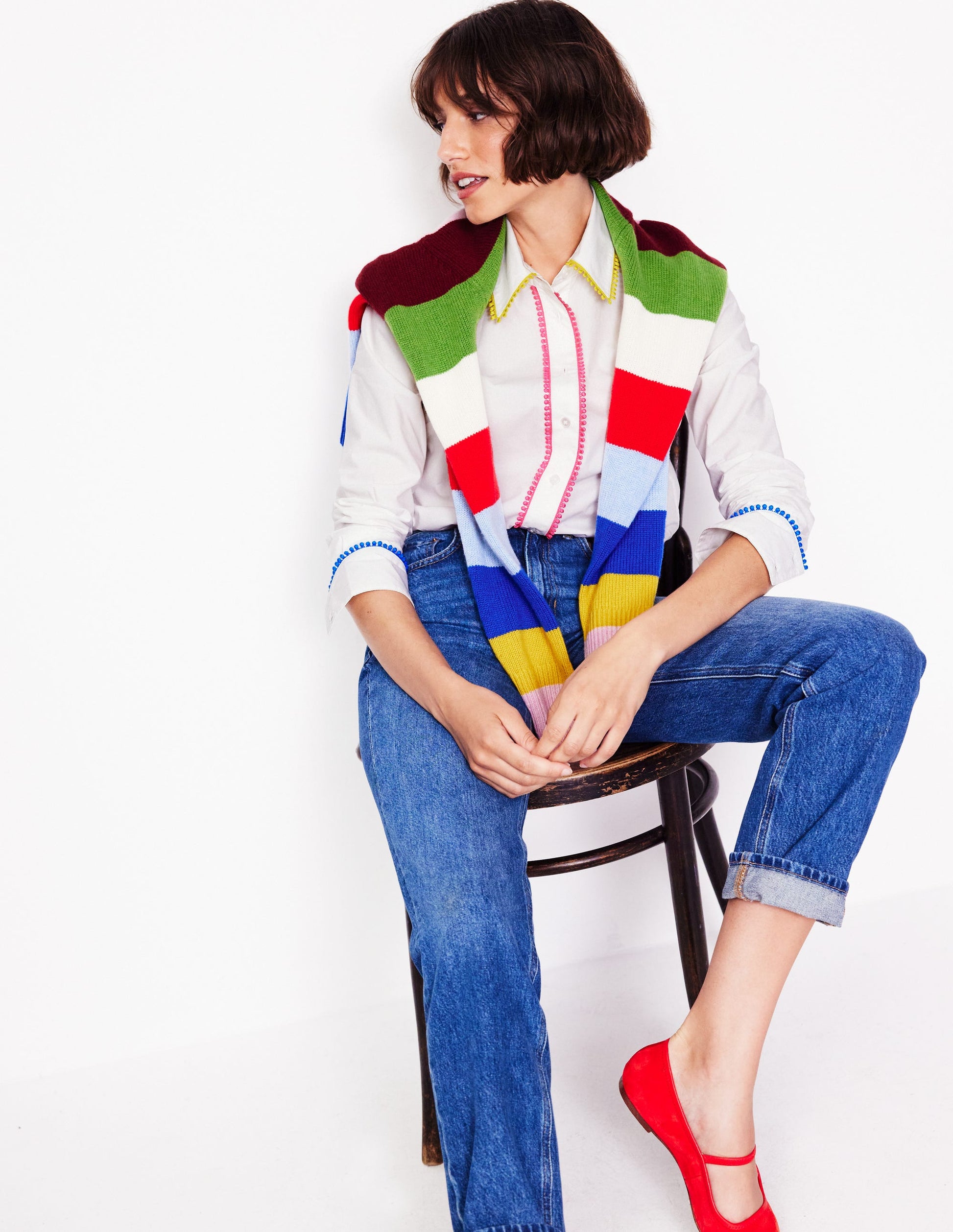 Sienna Interest Cotton Shirt-French Knot-4