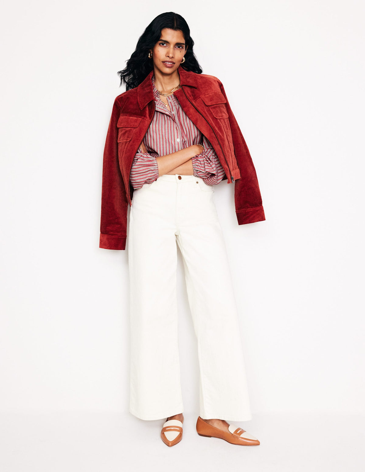 Mae Cotton Smocked Blouse-Red Stripe-4