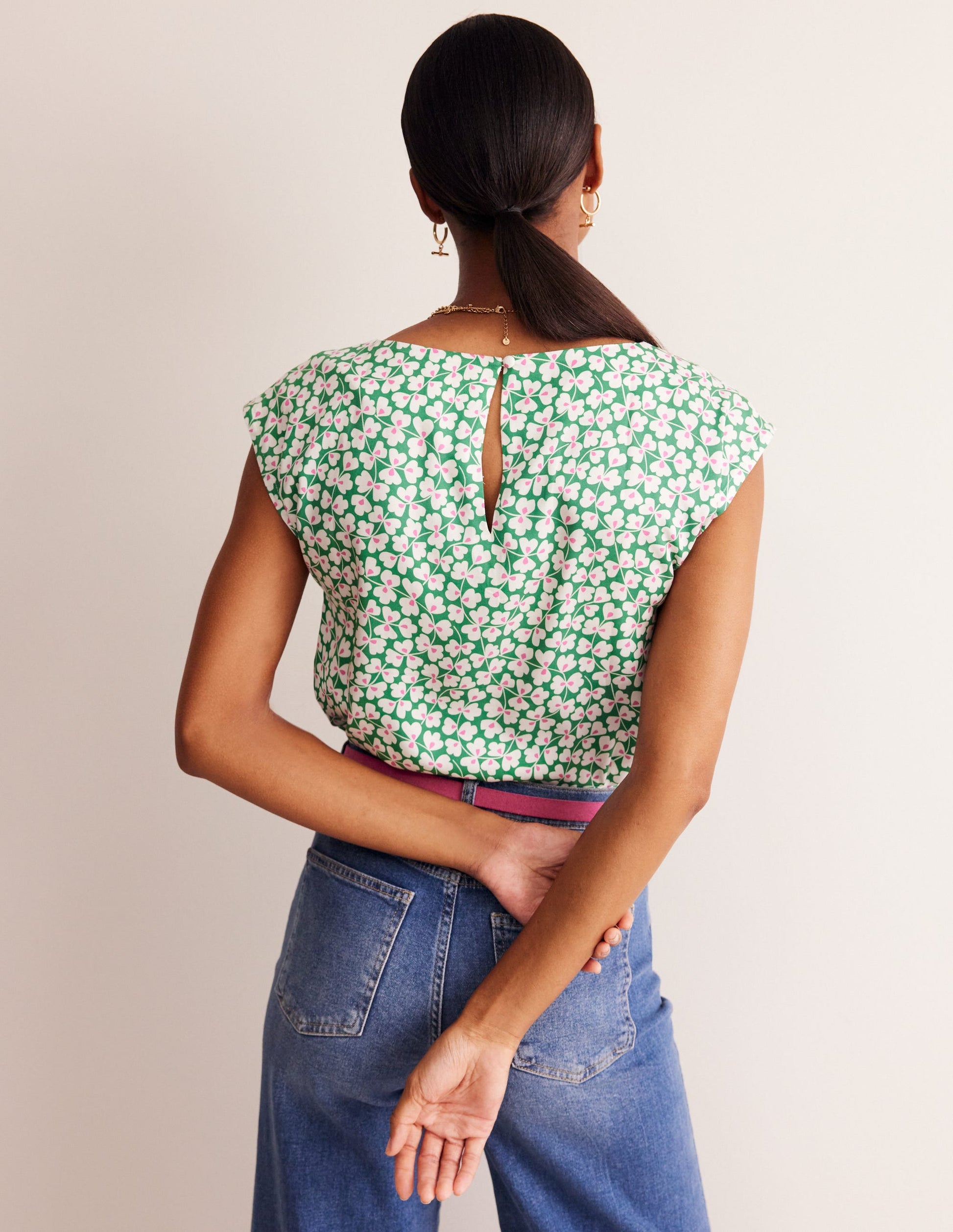 Modern Shell Top-Rich Emerald, Clover Whirl-3