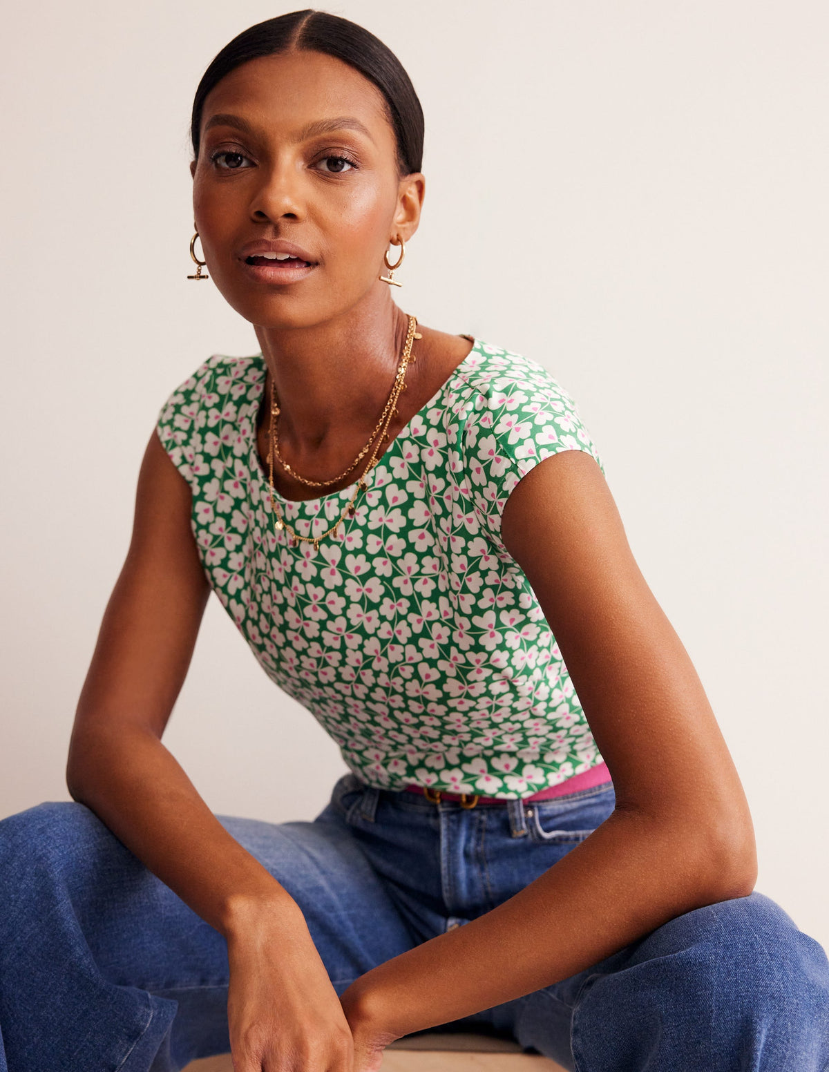 Modern Shell Top-Rich Emerald, Clover Whirl - Image 4