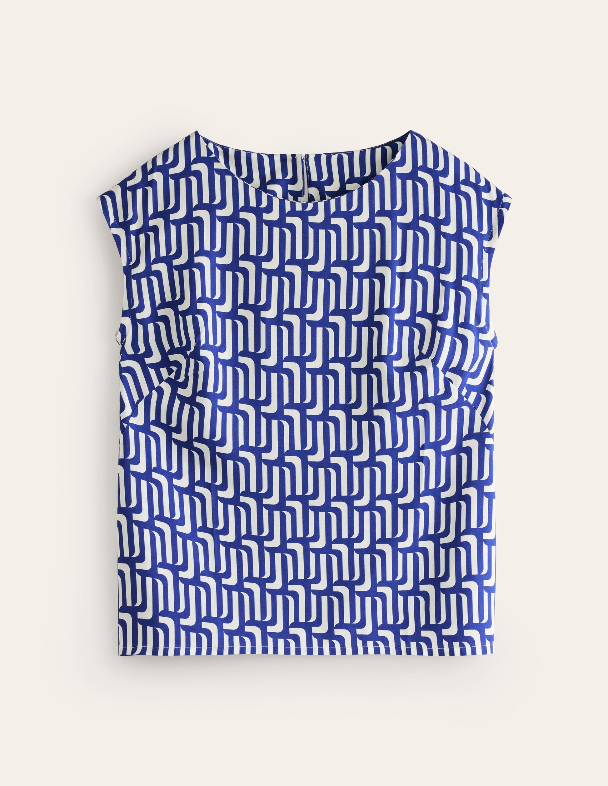 Modern Shell Top-Sapphire Blue, Falling Geo-5