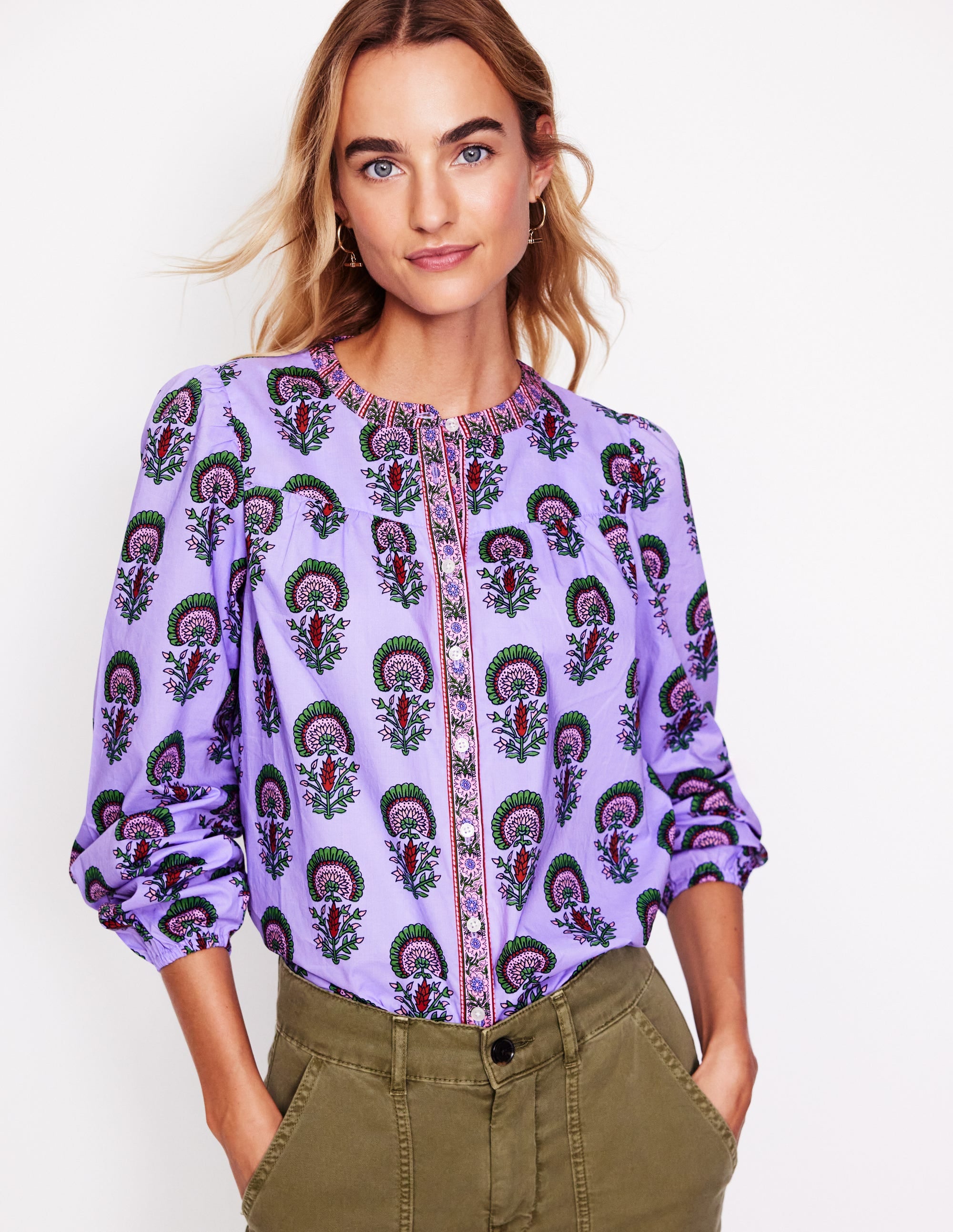 Savannah Cotton Blouse-Iris Purple, Passion Bud - Image 2