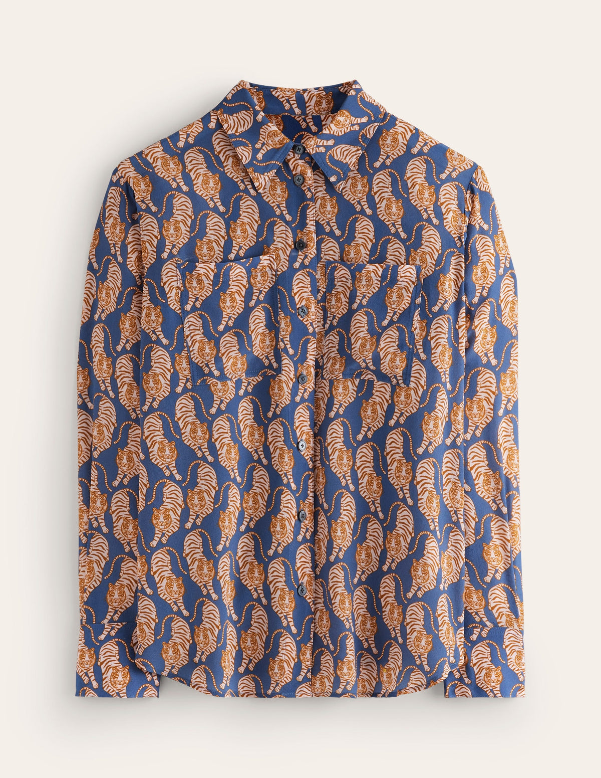 Connie Relaxed Silk Shirt-Denim Blue, Tiger-6