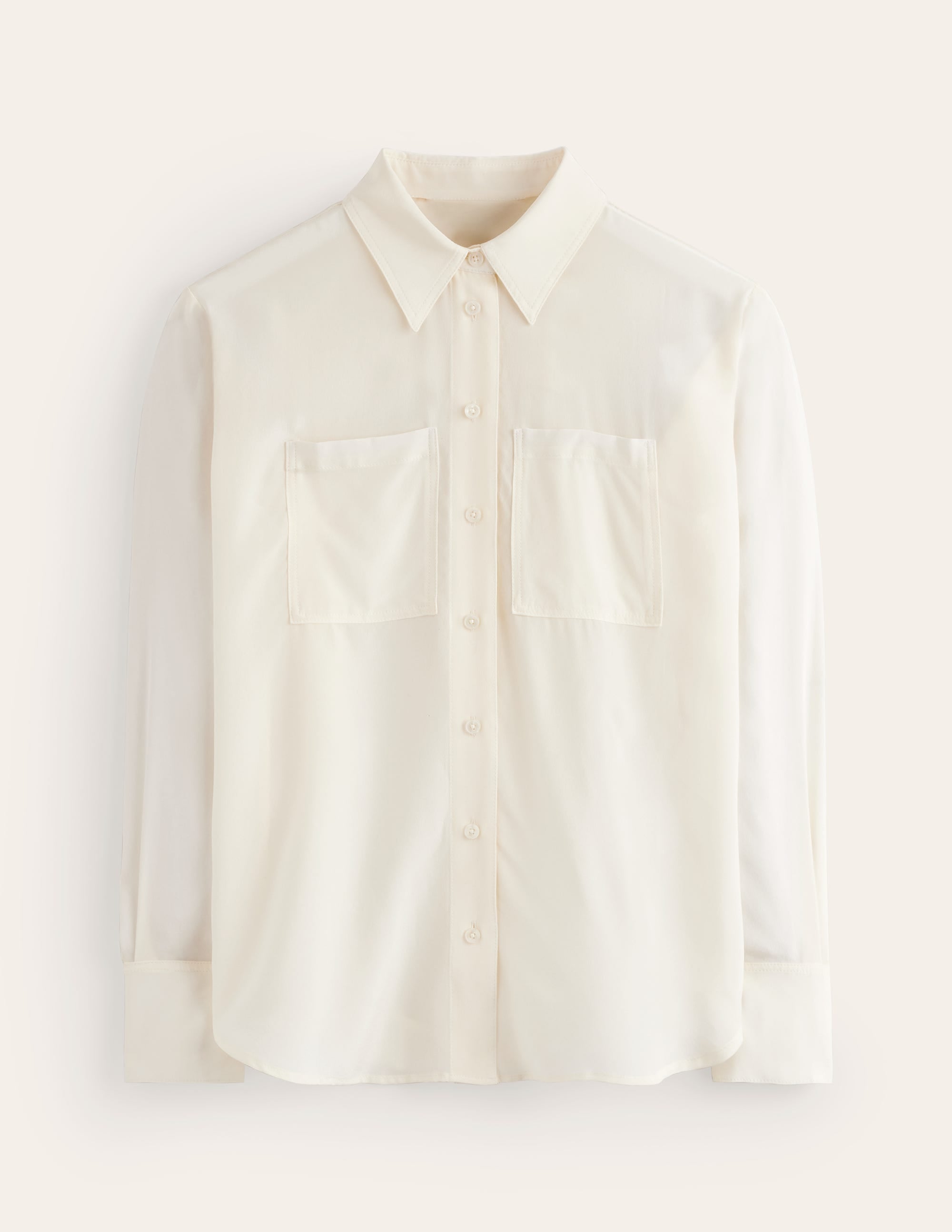 Connie Relaxed Silk Shirt-Ivory - Image 9