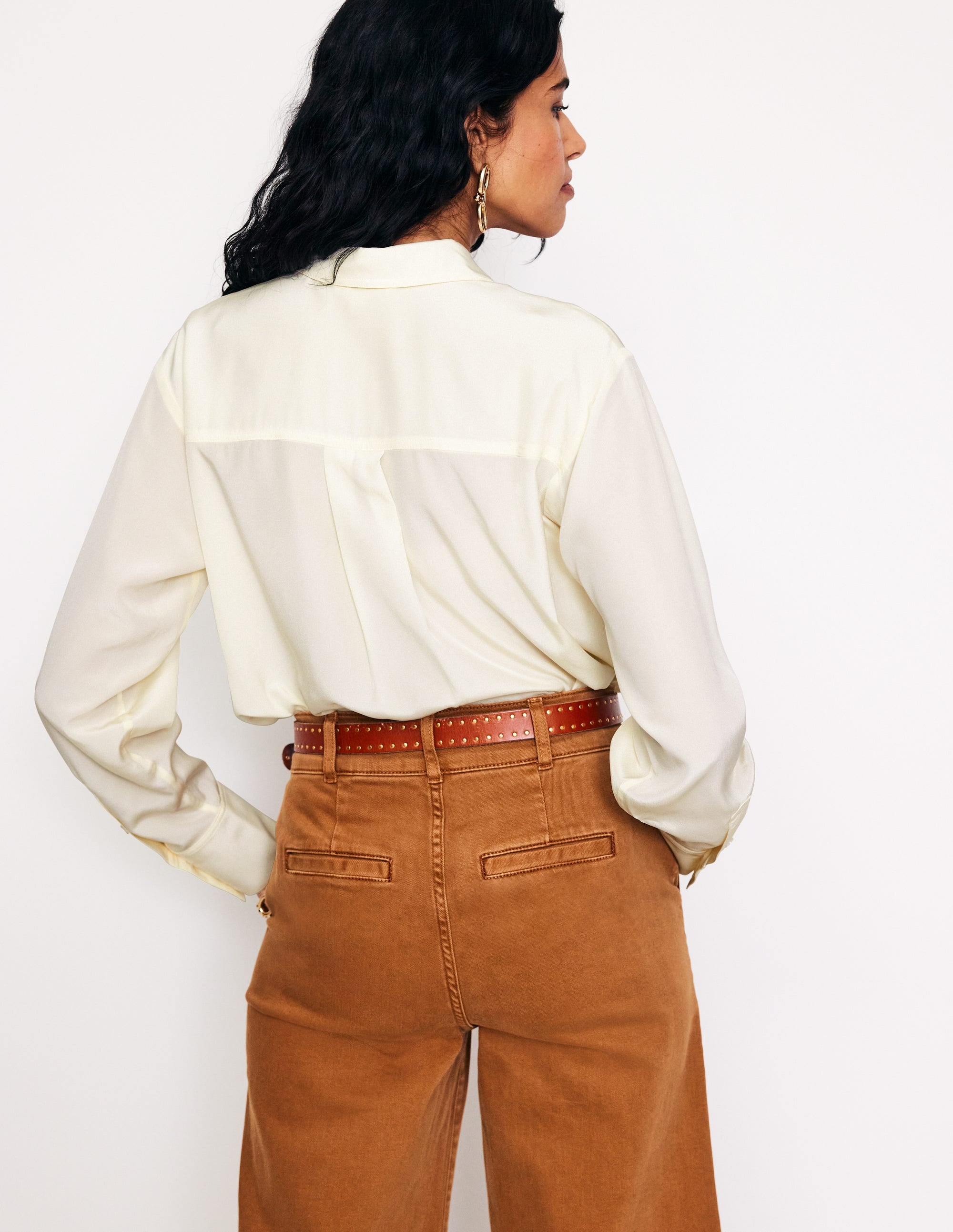 Connie Relaxed Silk Shirt-Ivory - Image 3