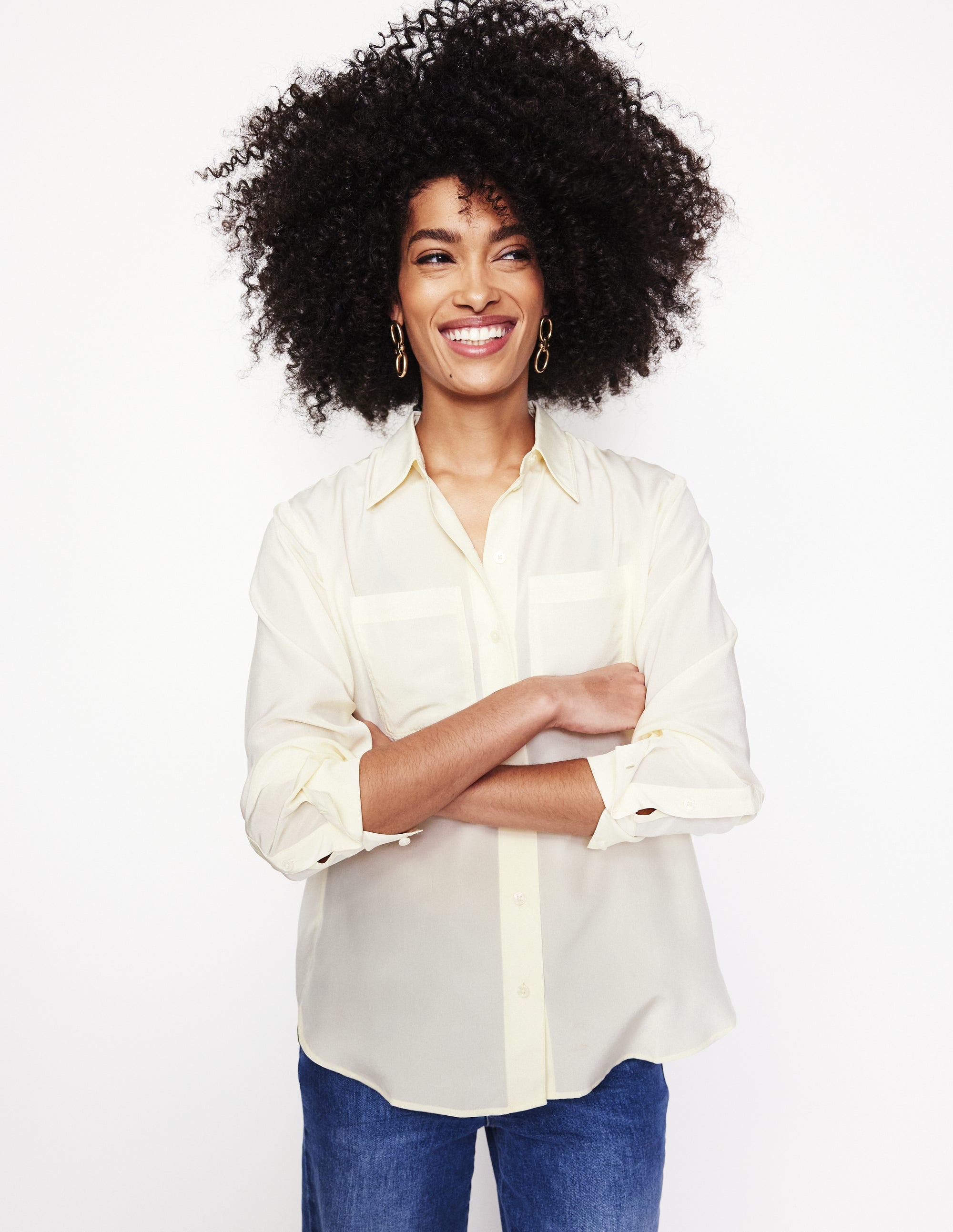 Connie Relaxed Silk Shirt-Ivory - Image 5