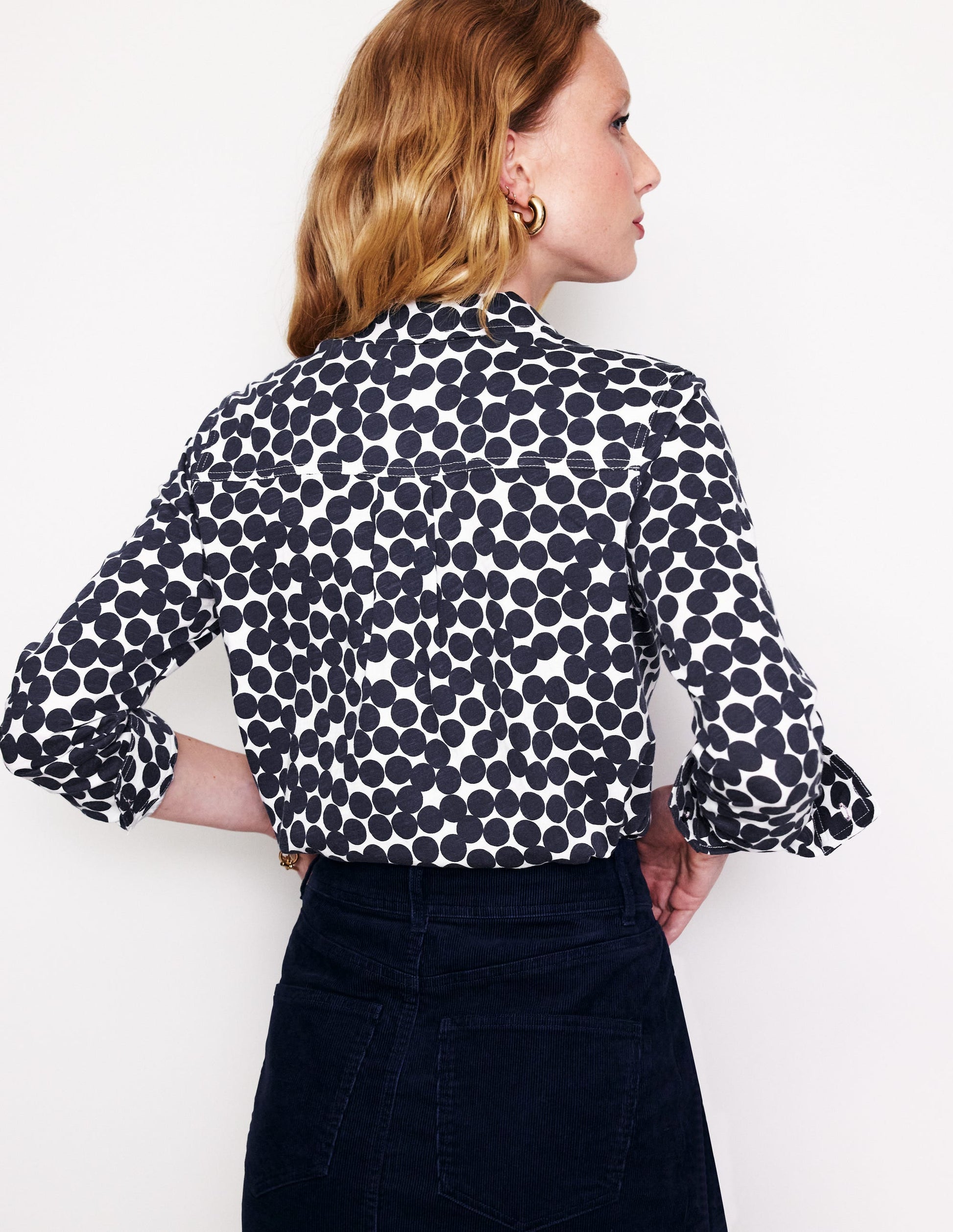 Amelia Jersey Shirt-Navy, Spot Cluster-3