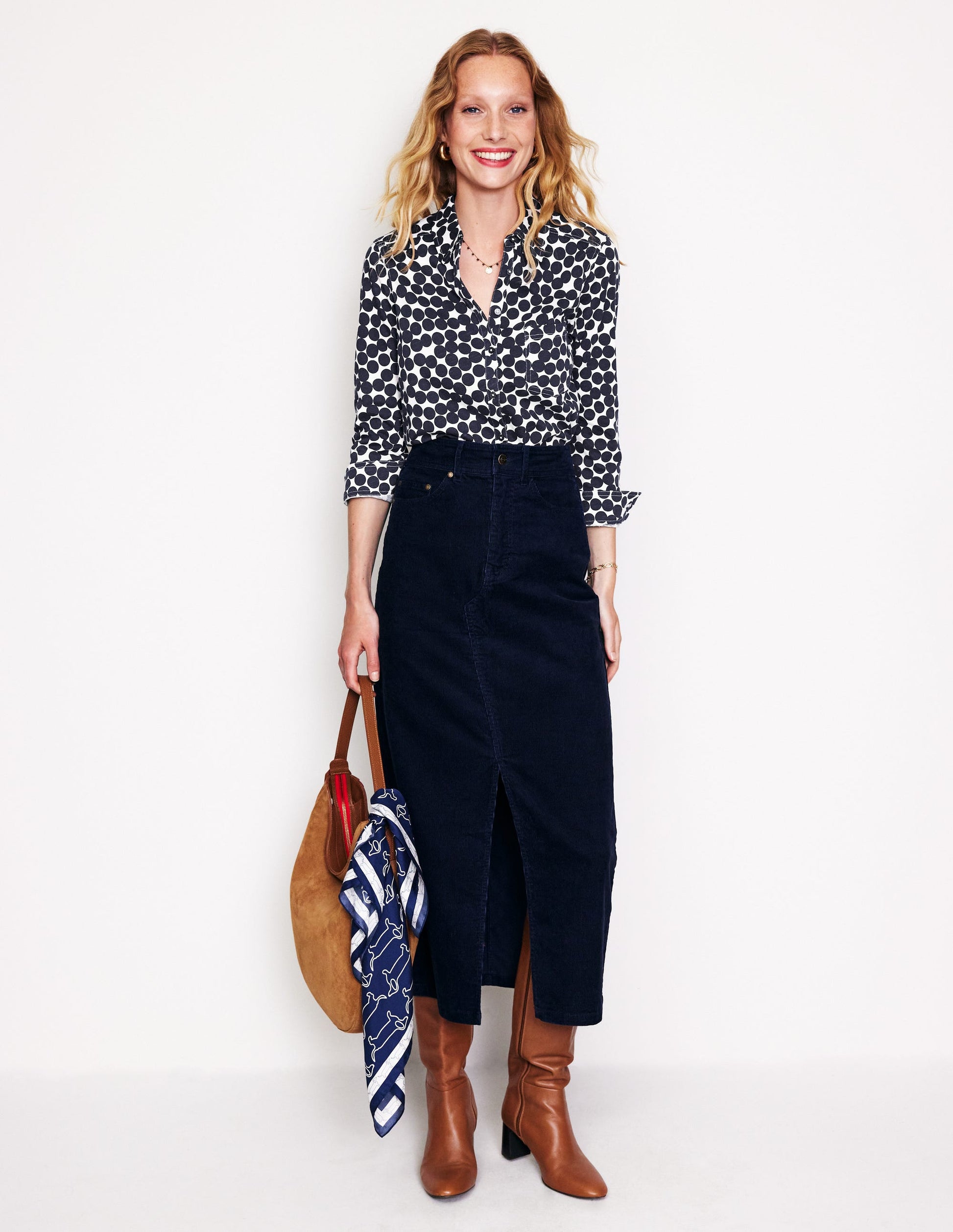 Amelia Jersey Shirt-Navy, Spot Cluster-4
