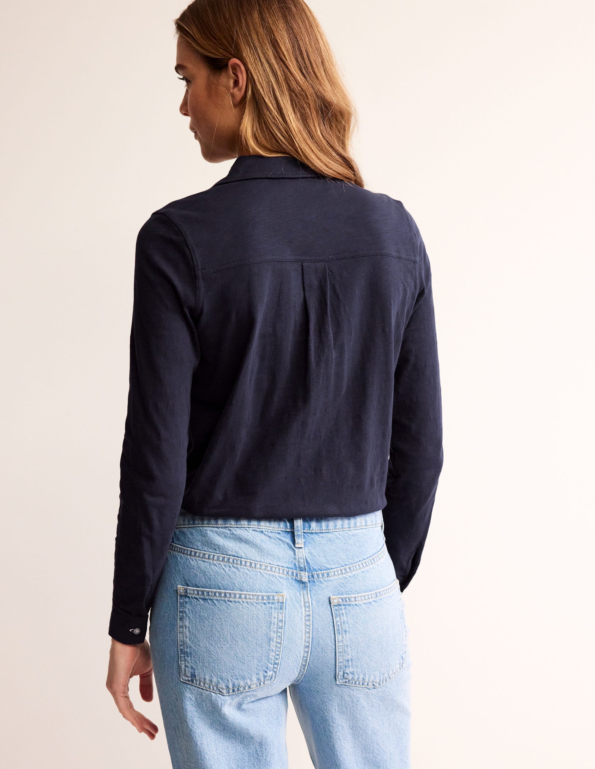 Amelia Jersey Shirt-Navy - Image 4