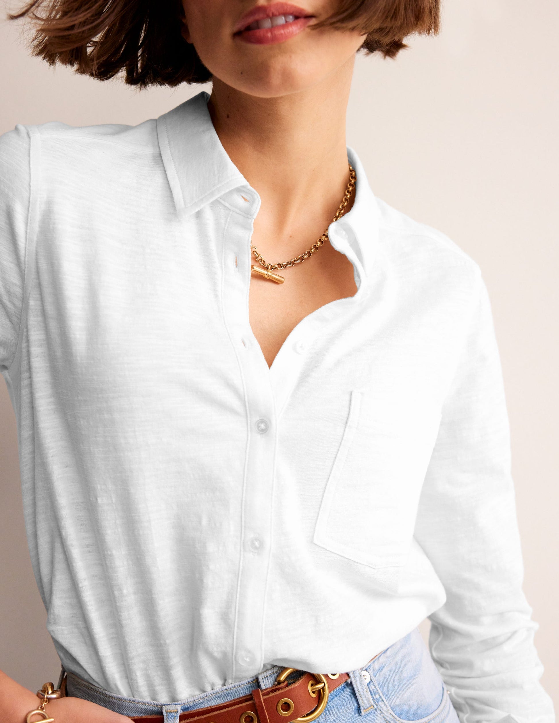 Amelia Jersey Shirt-White-2