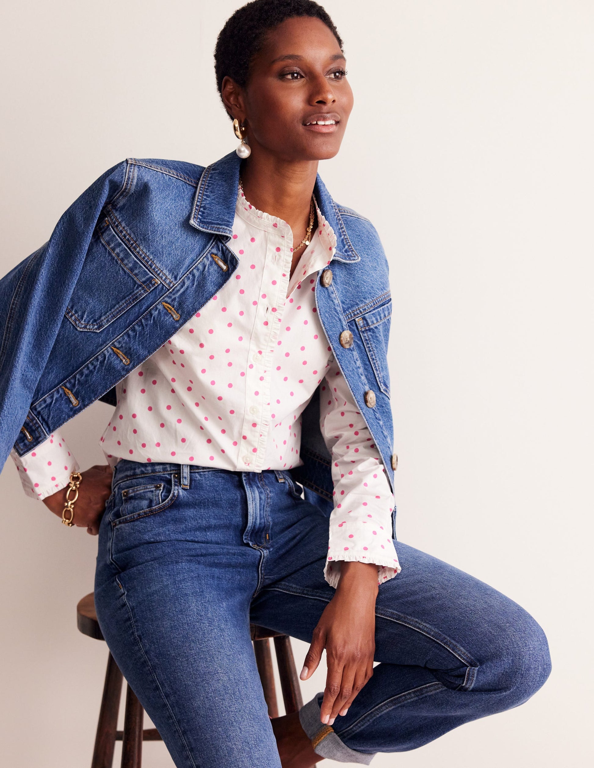 Phoebe Shirt-Ivory, Party Pink Spot-1