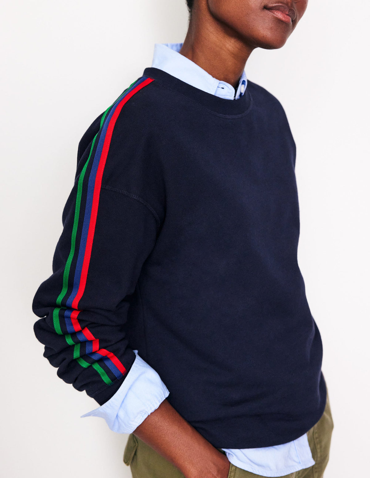 Emi Relaxed Sweatshirt-Navy, Red Stripe-2