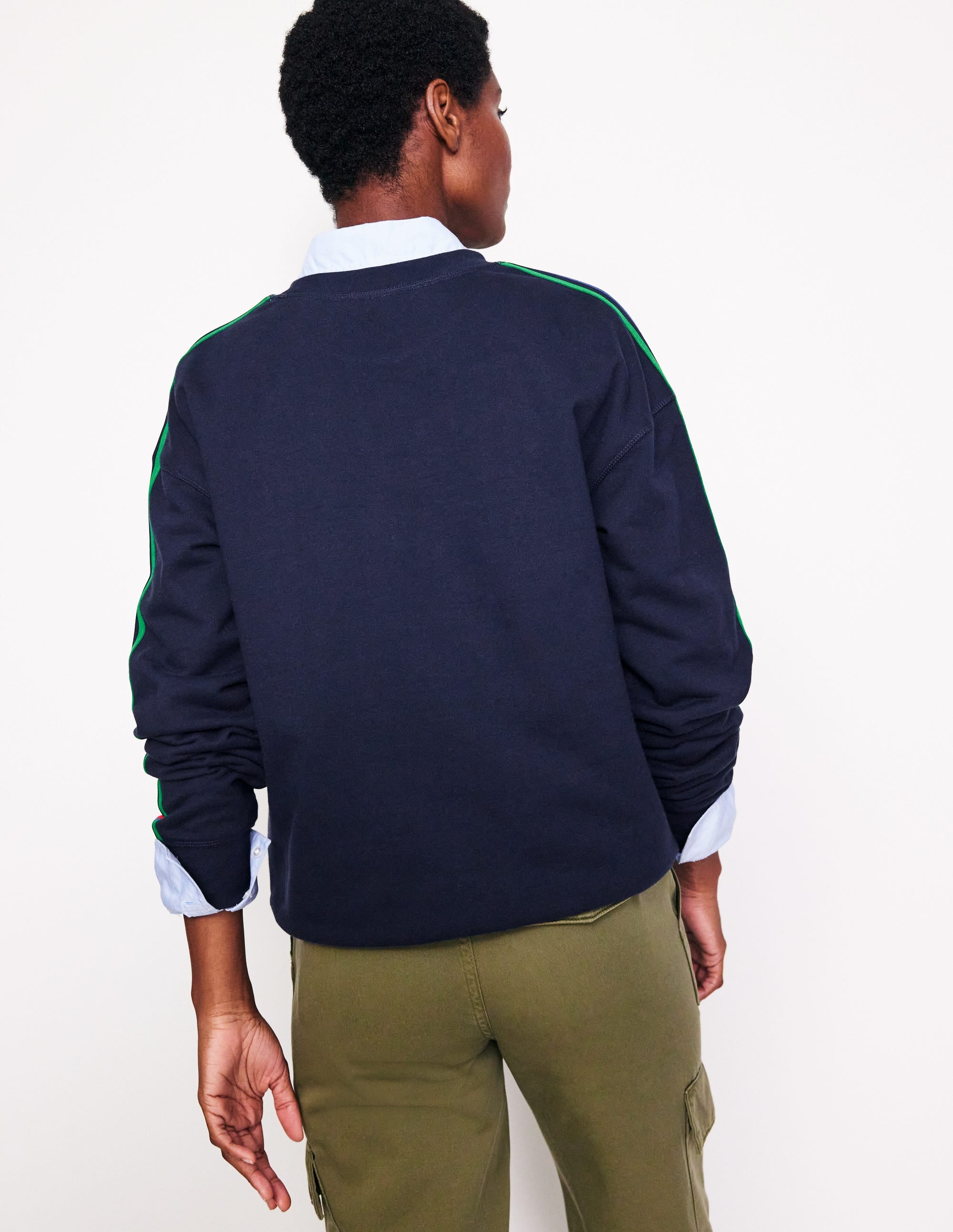 Emi Relaxed Sweatshirt-Navy, Red Stripe - Image 3