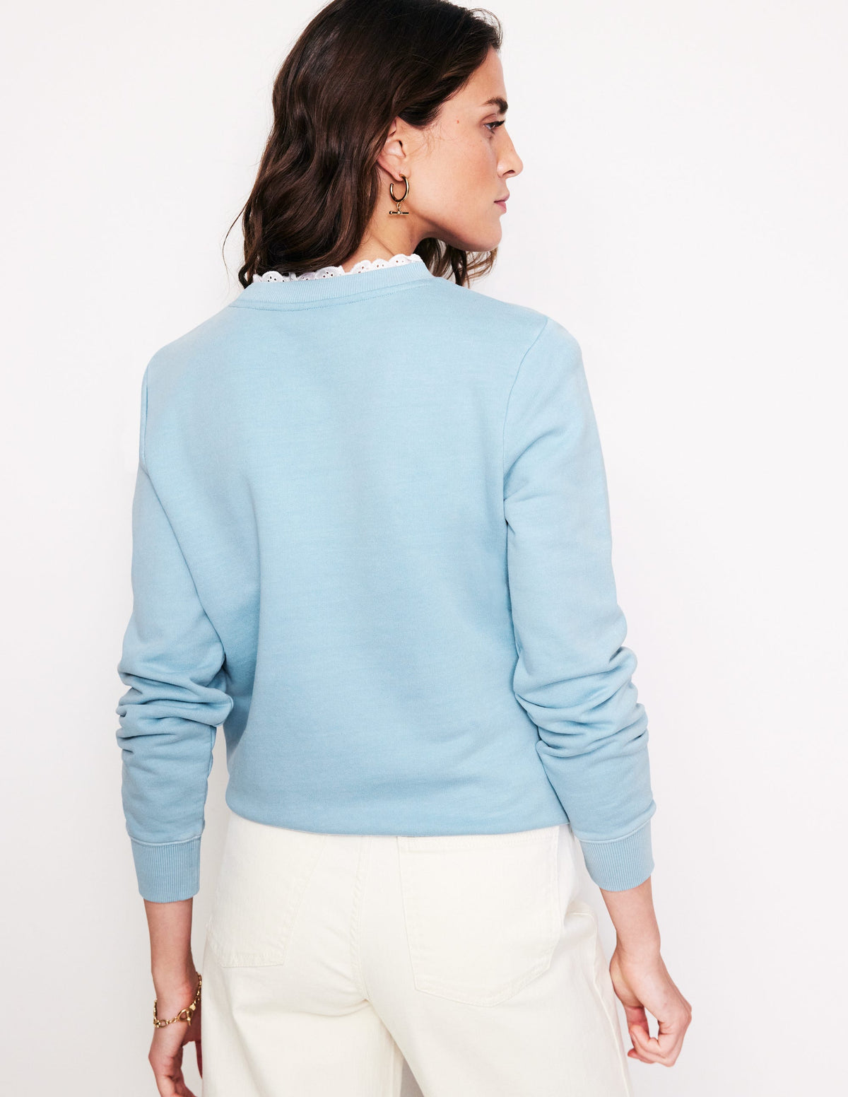 Broderie Trim Sweatshirt-Sky Blue-3