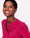 Henrietta Pintuck Henley Top-Cherry Jam