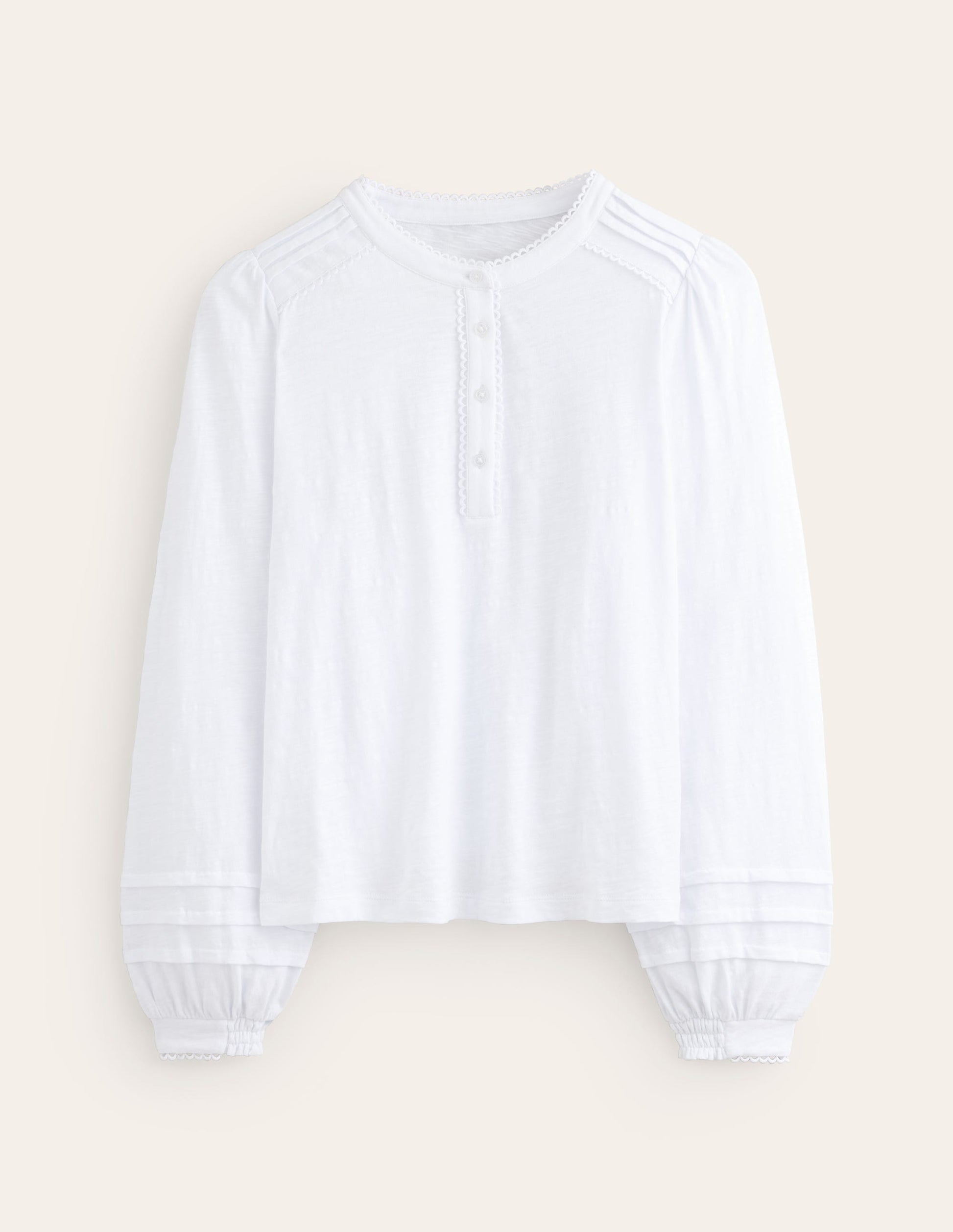 Henrietta Pintuck Henley Top-White-5