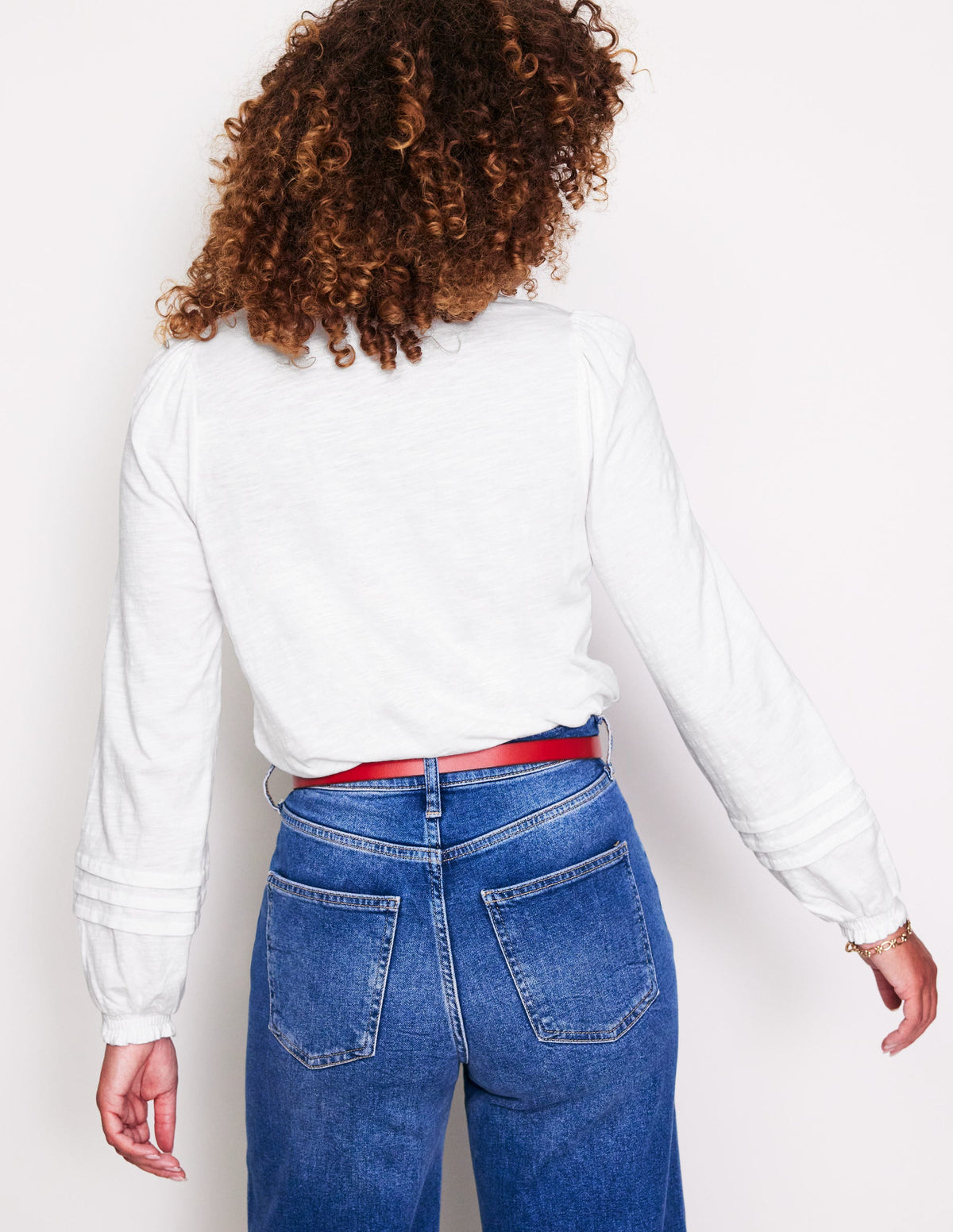 Henrietta Pintuck Henley Top-White - Image 3