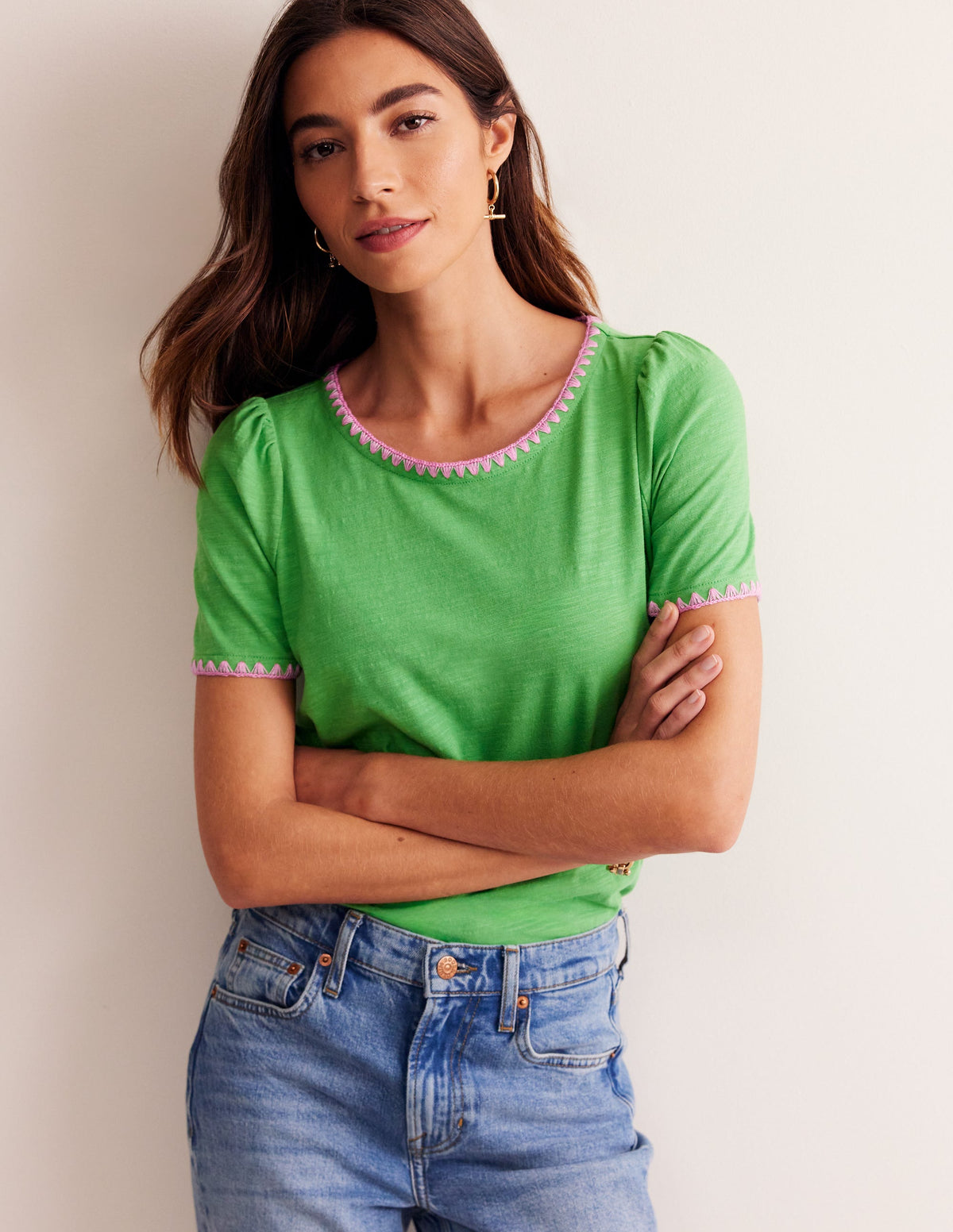 Ali Crochet T-shirt-Kelly Green - Image 1