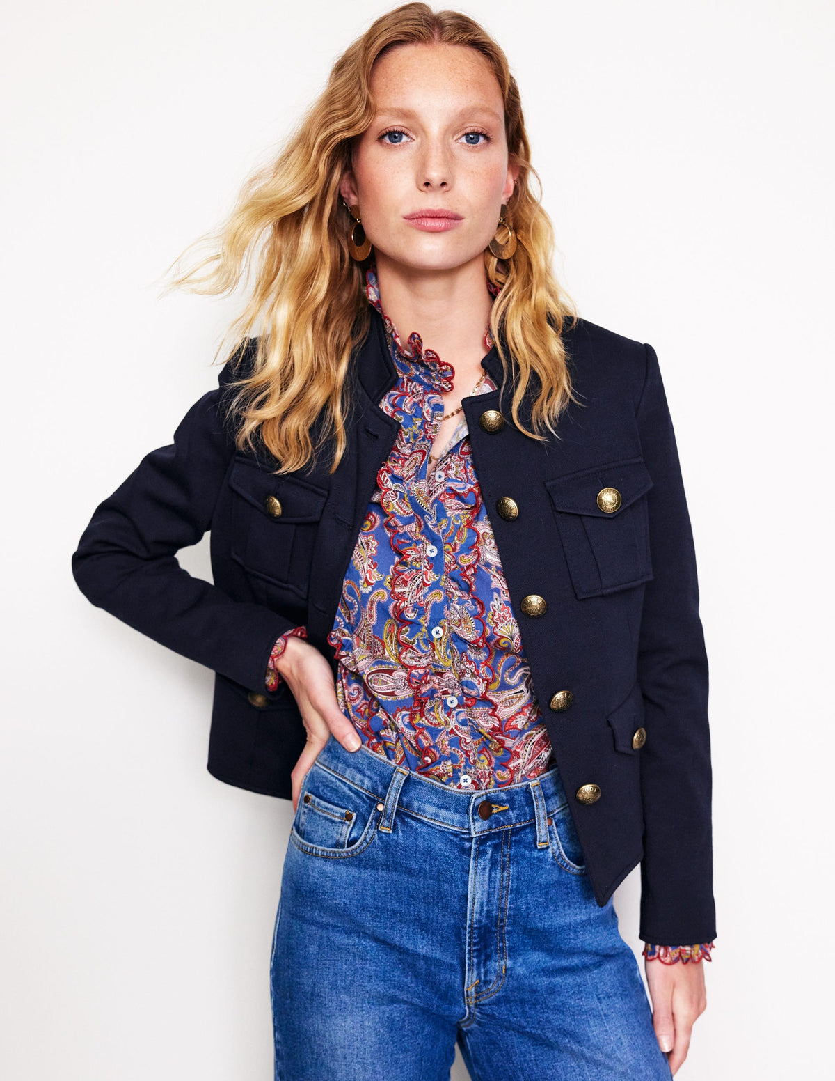 Military Ponte Jacket-Navy - Image 1